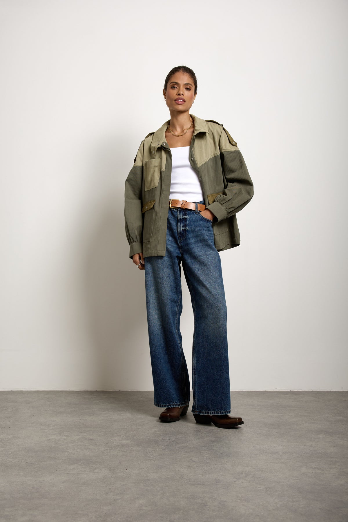 Bowie Jacket In Khaki - seventy + mochi