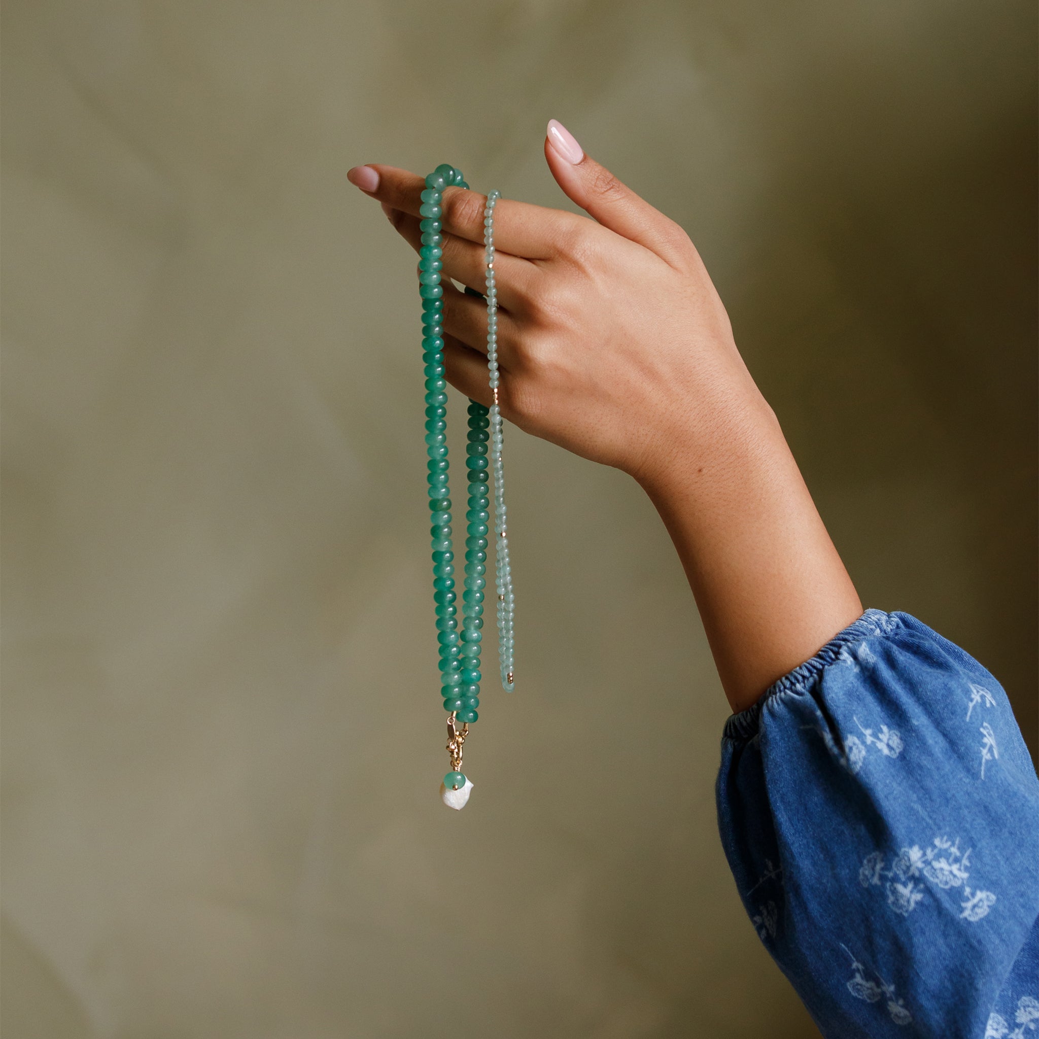 Green Aventurine Statement Beaded Necklace
