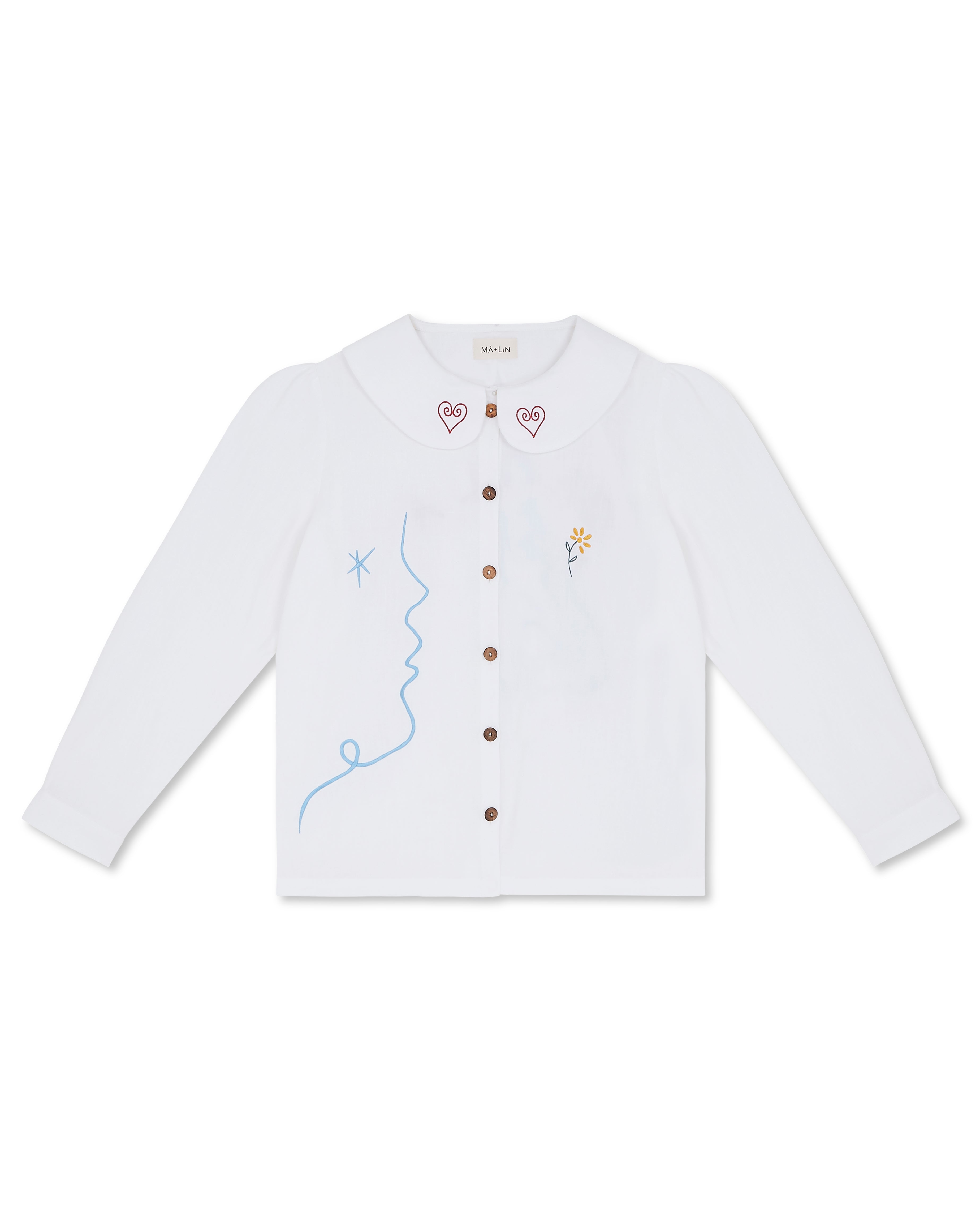OLALA Embroidered Claudine Linen Blouse - White x Laetitia Rouget