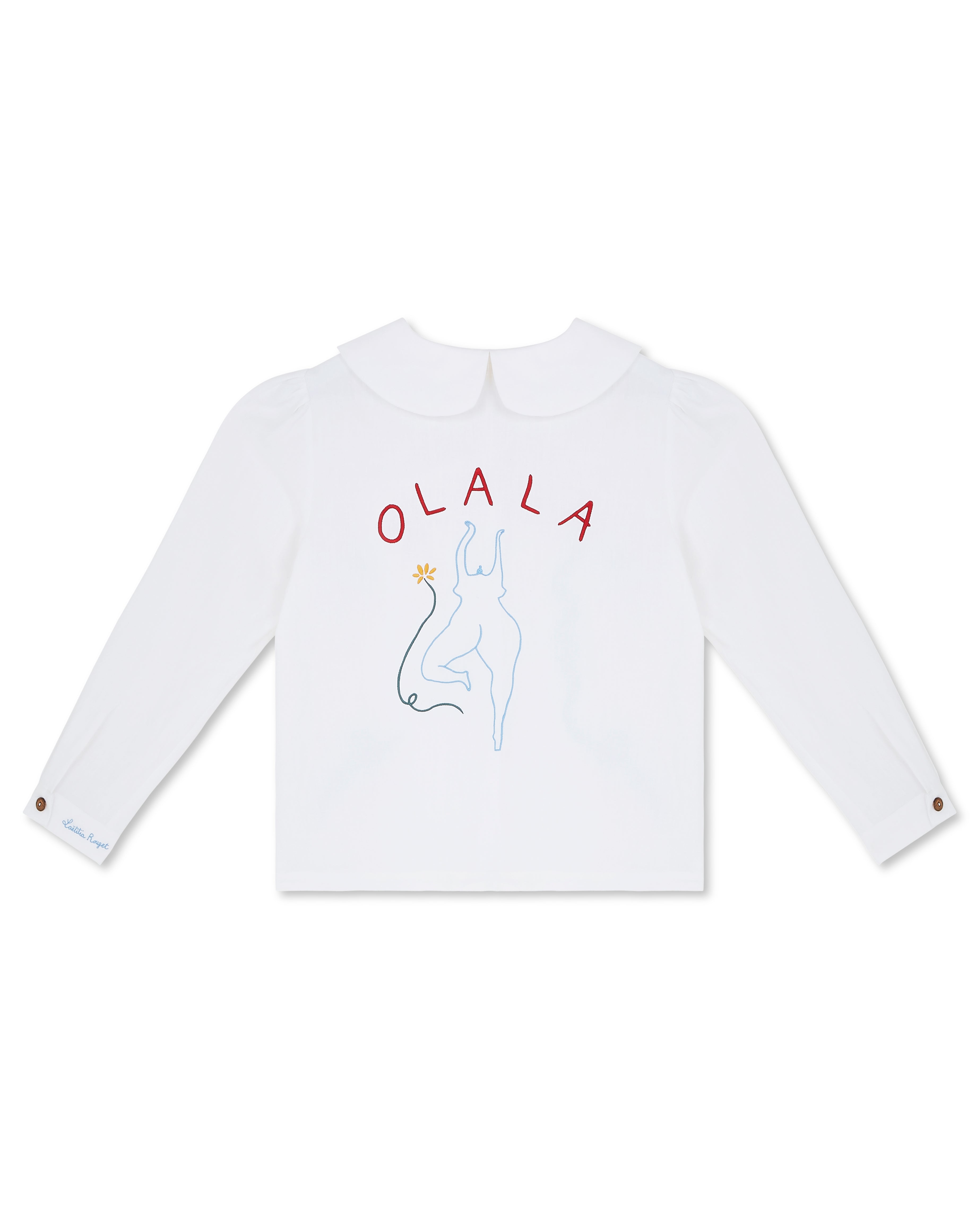 OLALA Embroidered Claudine Linen Blouse - White x Laetitia Rouget