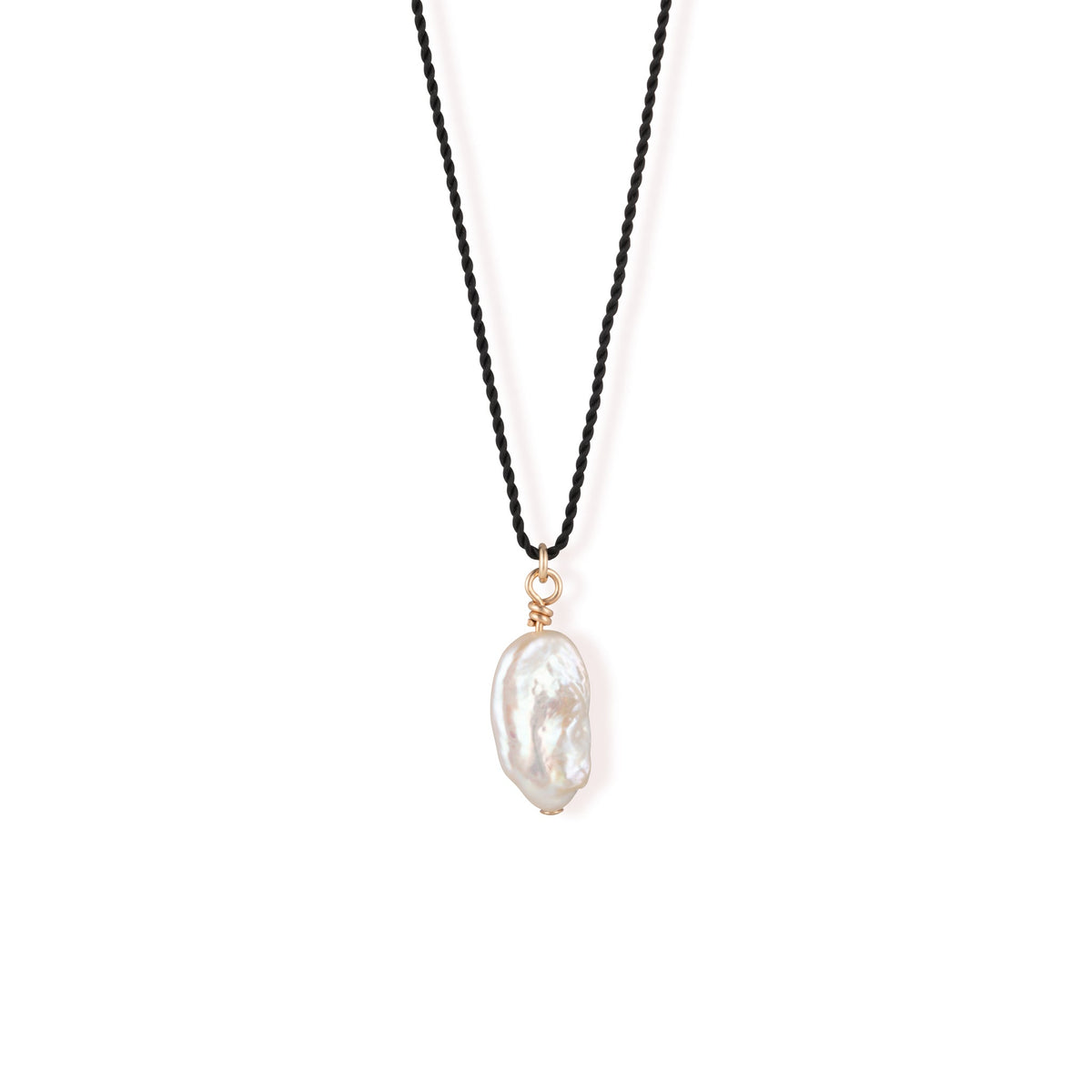 Freshwater Pearl Black Cord Necklace