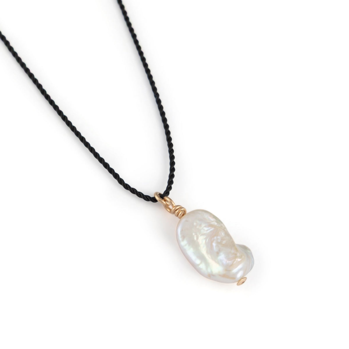 Freshwater Pearl Black Cord Necklace