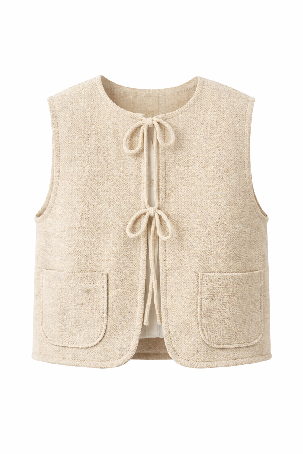 Blakeney Gilet in Ecru Herringbone