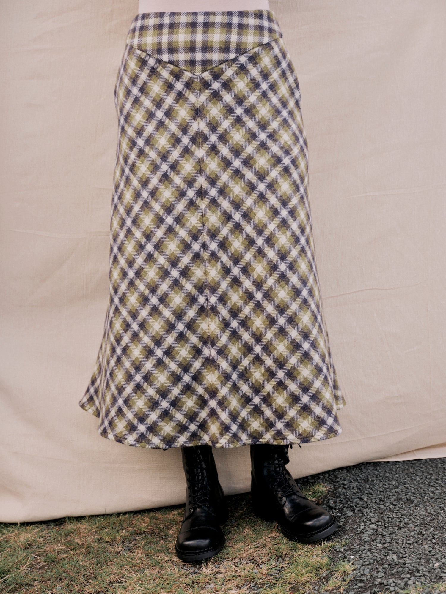 Penrith Midi Skirt in Forest Tartan