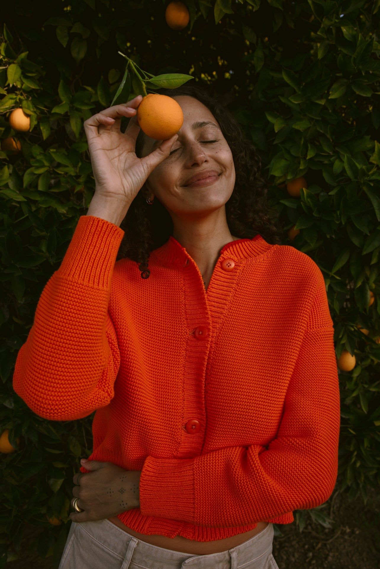 HILMA Teddy Jacket BLOCK SHOP TEXTILES x L'ENVERS - Orange - L'ENVERS