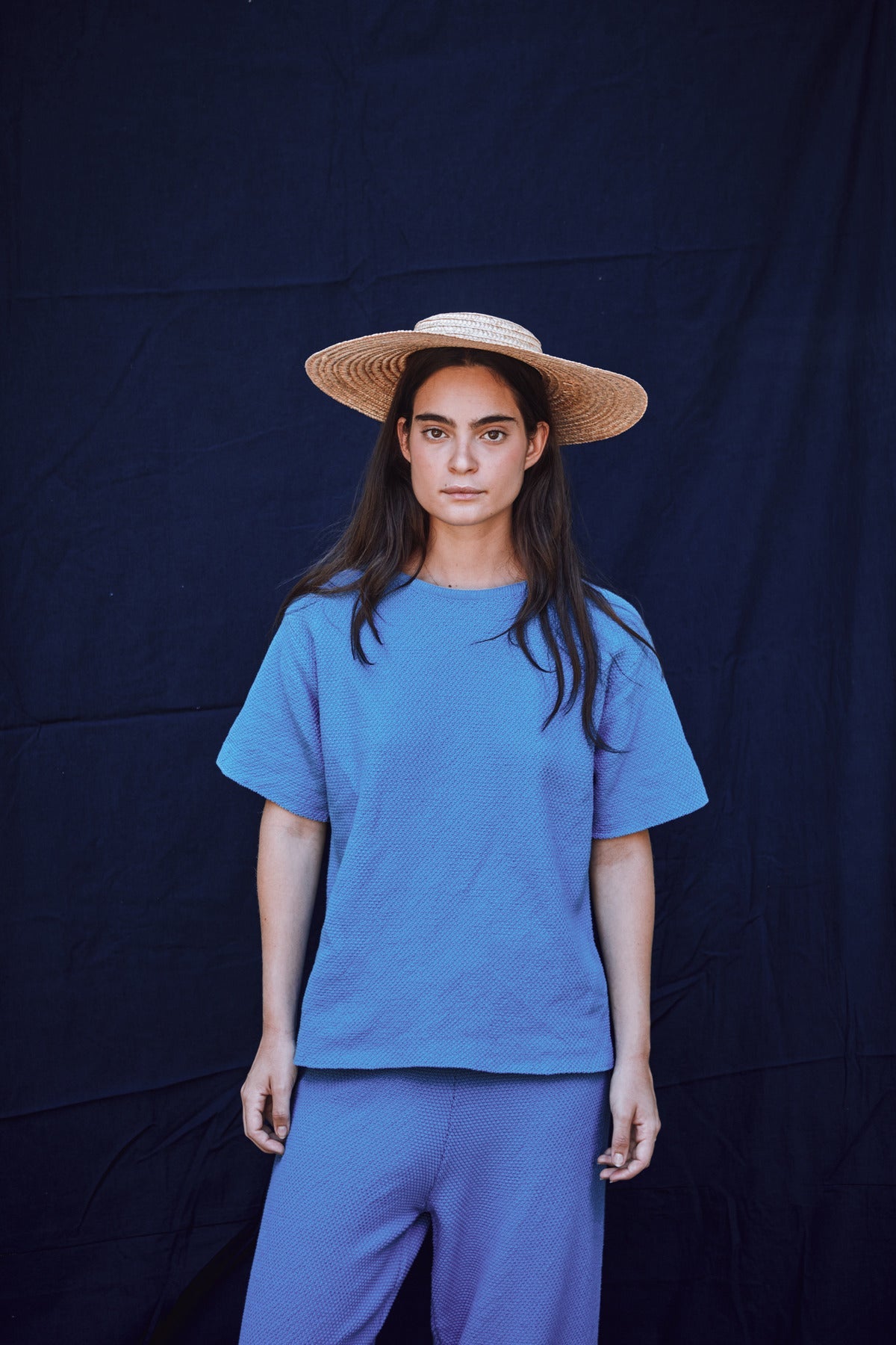Louisa organic cotton pants L'Envers Cyan blue