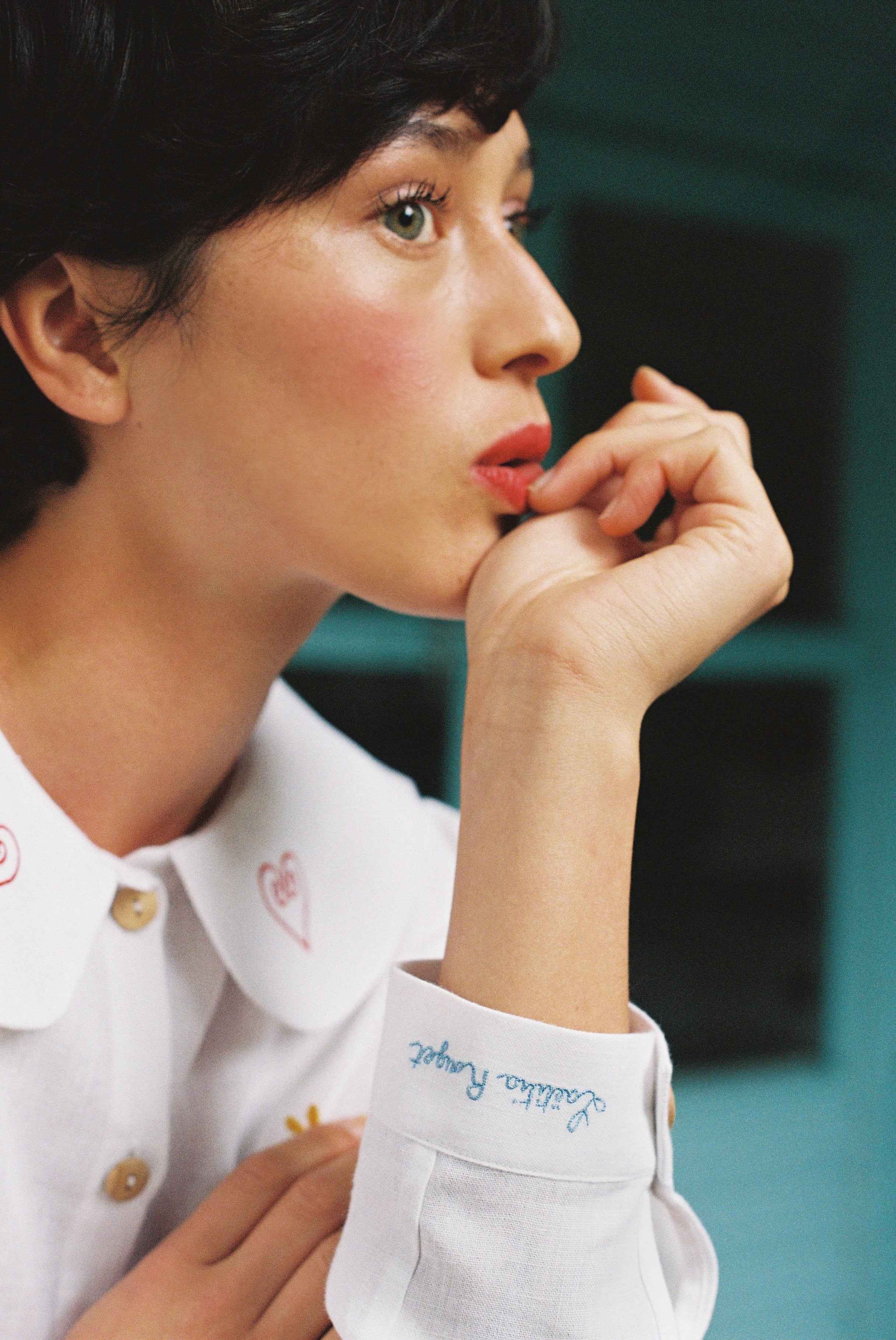 OLALA Embroidered Claudine Linen Blouse - White x Laetitia Rouget - Delivery from June 2026