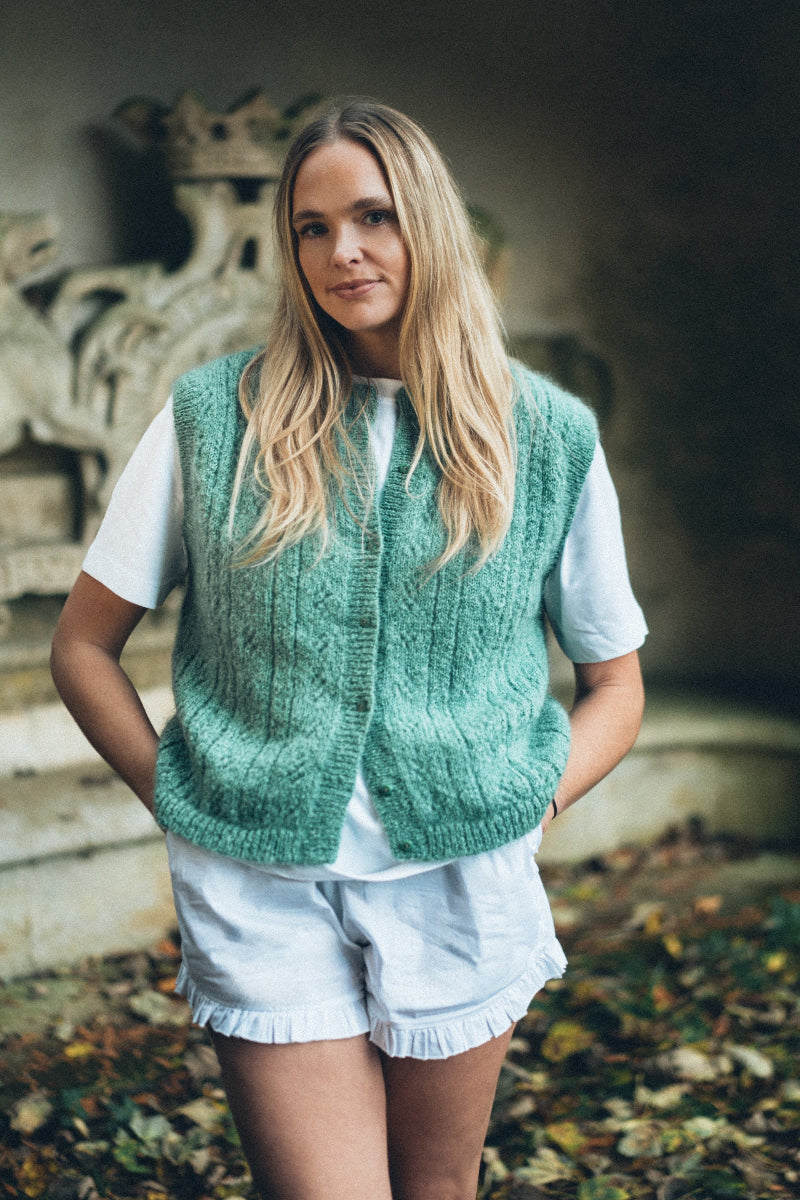 PRE-ORDER: Pointelle Knit Vest - Pistachio Green