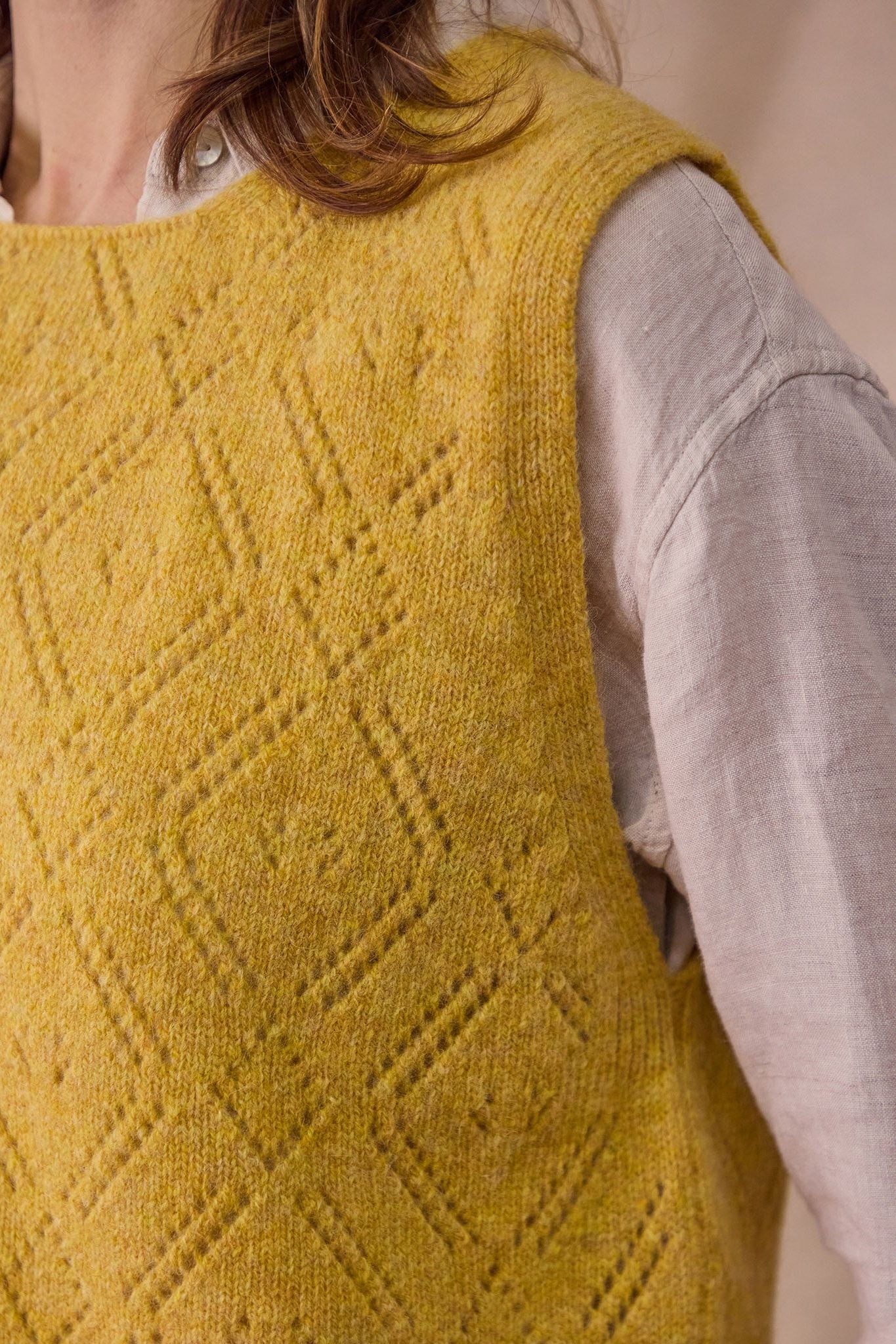 Diamond Open Knit Top | Mustard
