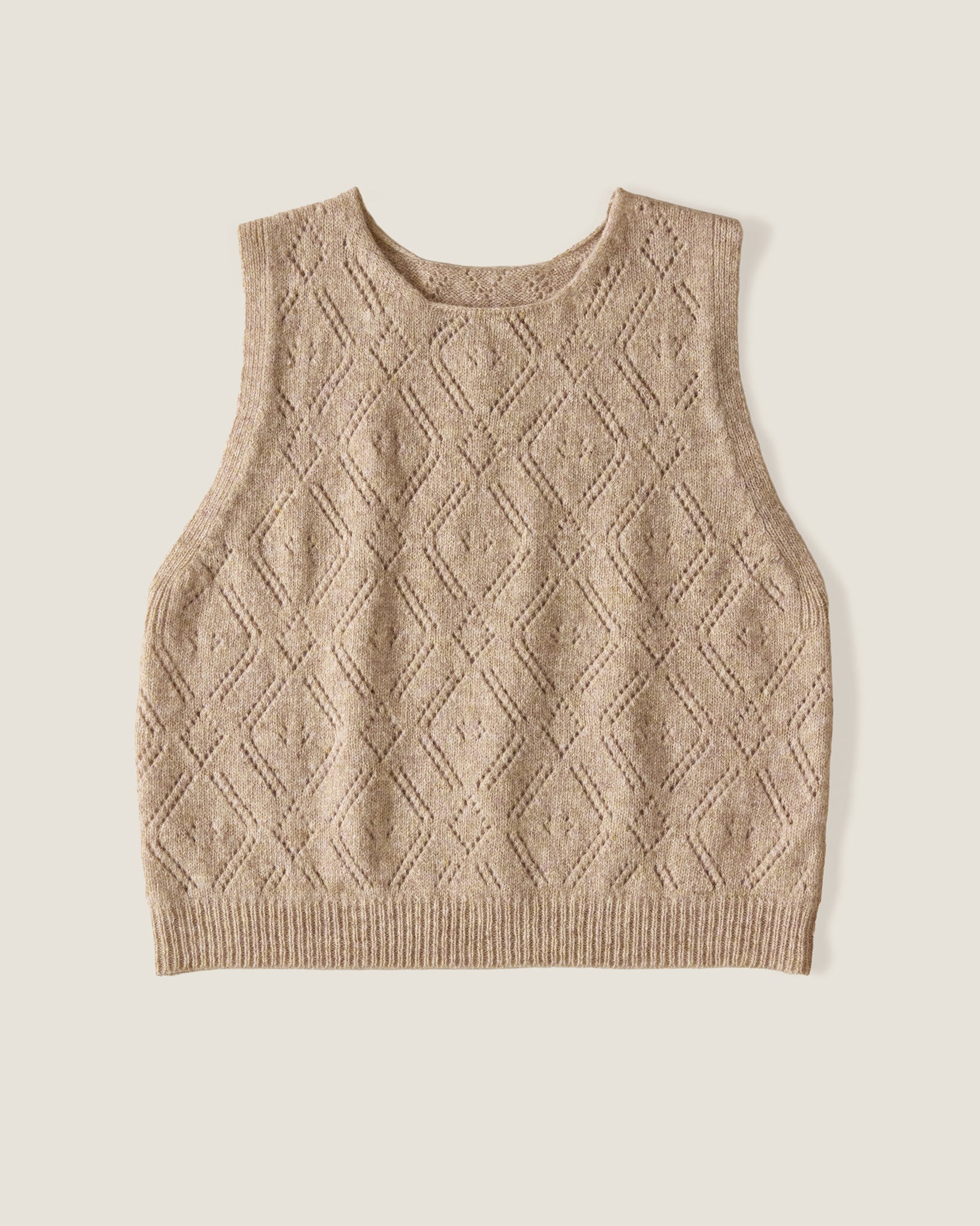 Diamond Open Knit Top | Oatmeal