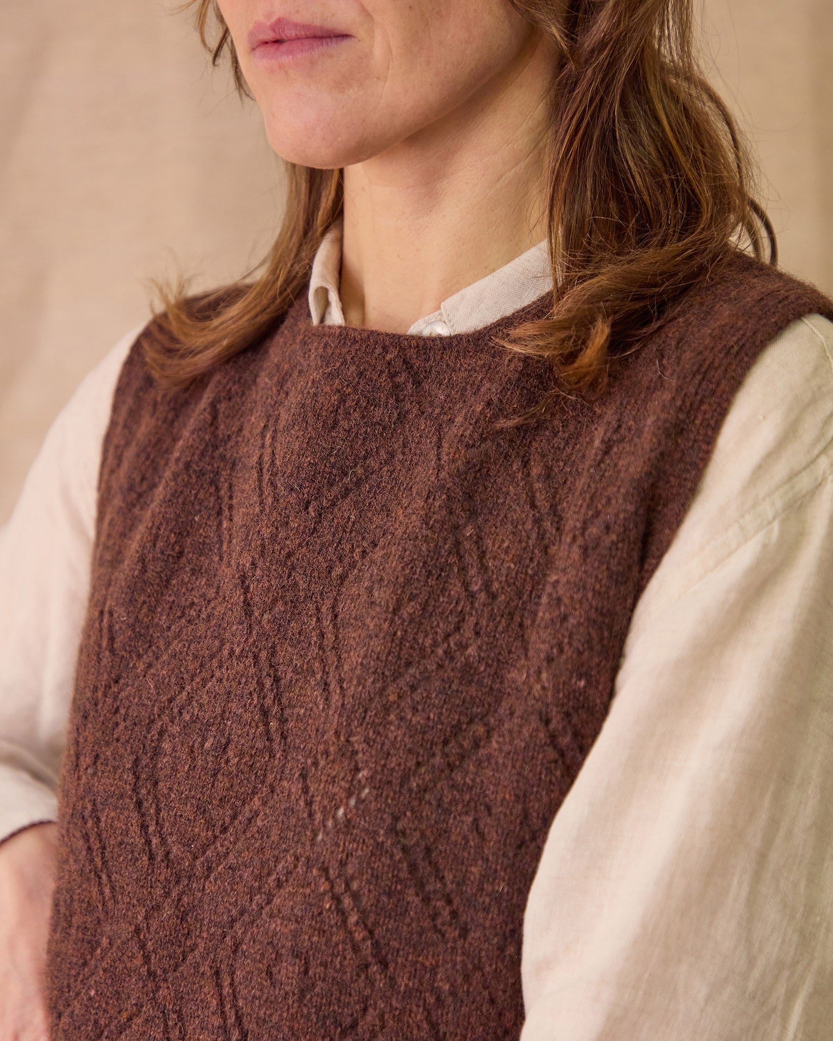 Diamond Open Knit Top | Dark Brown