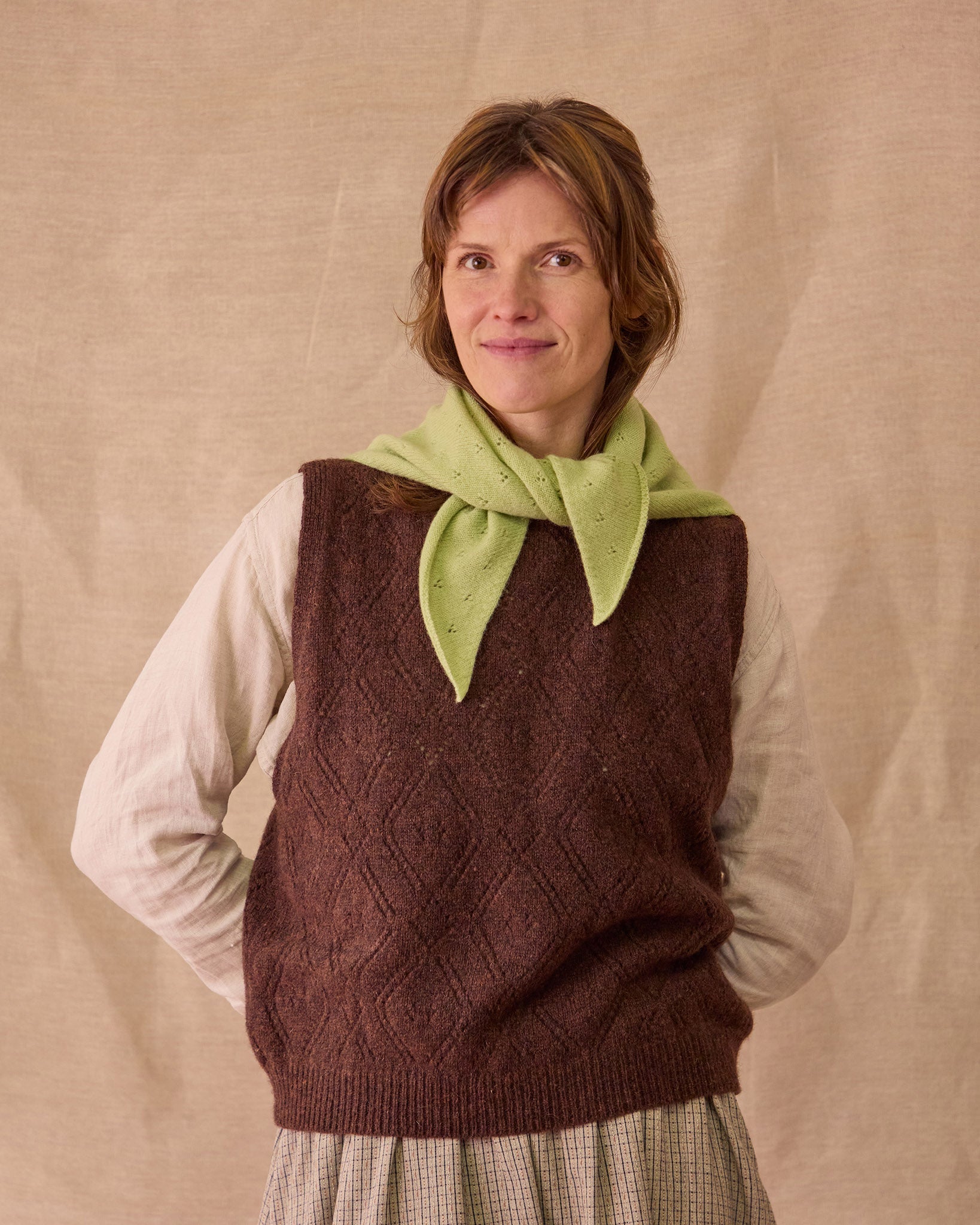 Diamond Open Knit Top | Dark Brown