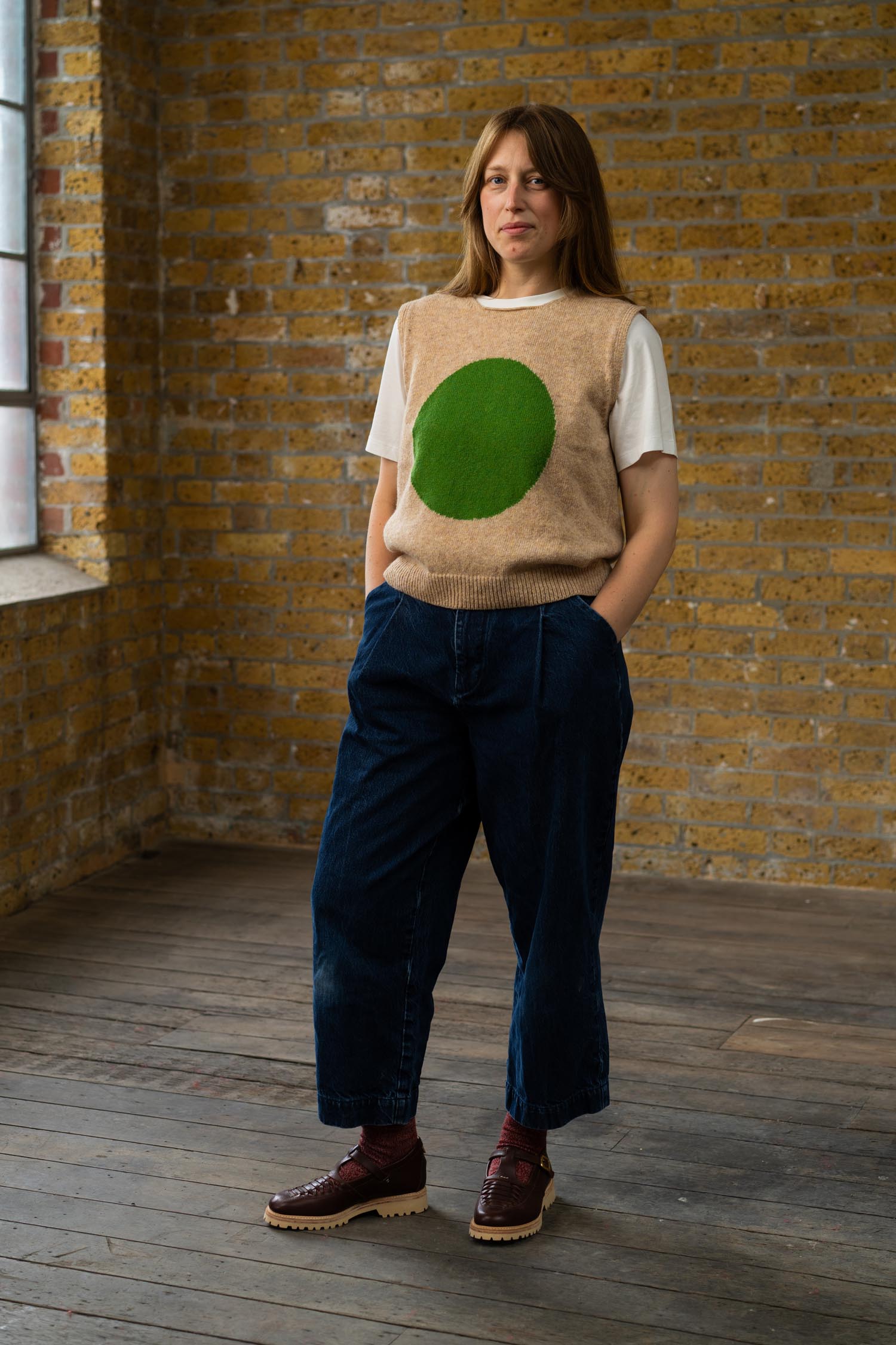 Dot Knitted Top | Green