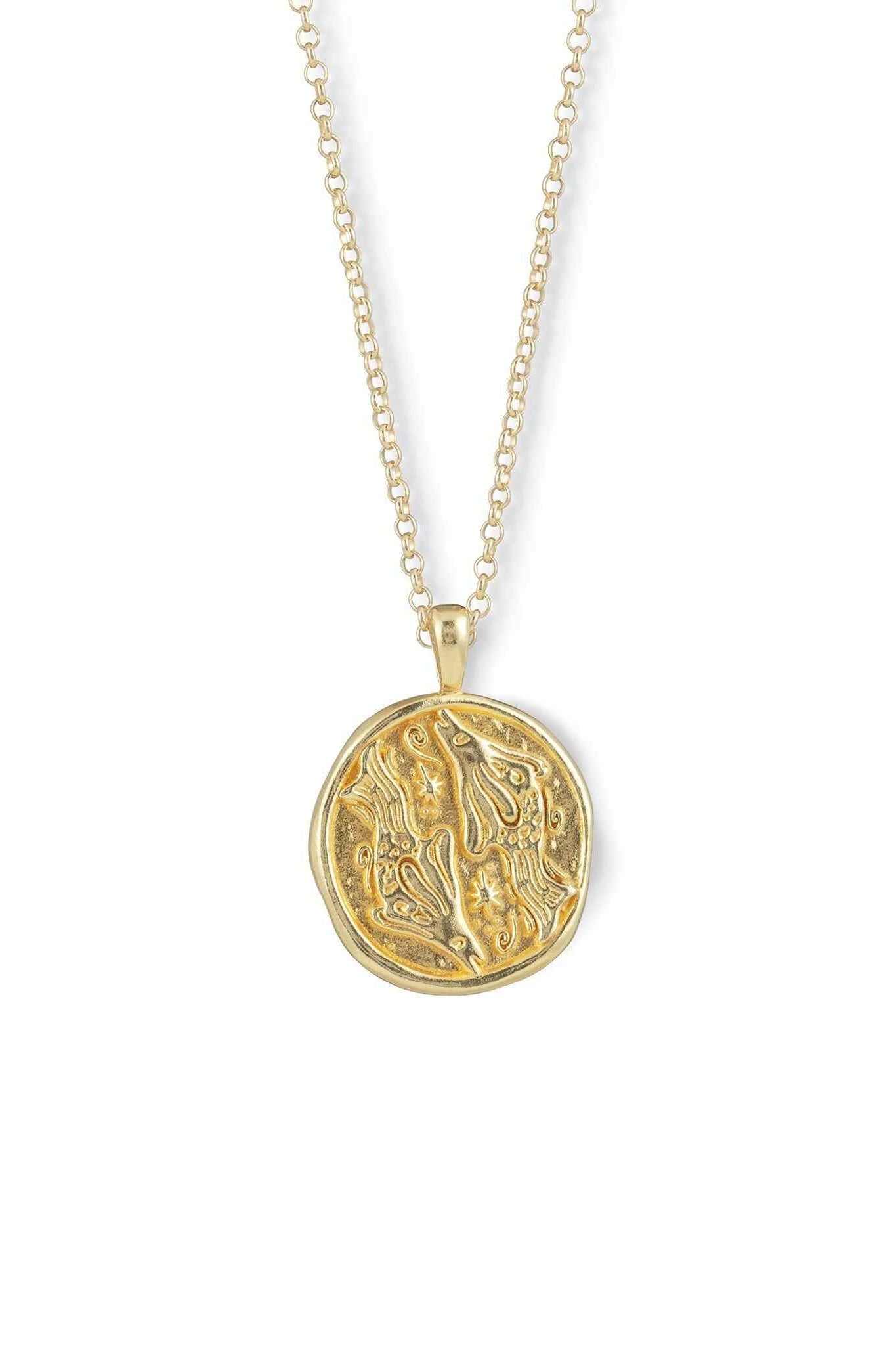 Pisces Zodiac Coin Pendant Necklace