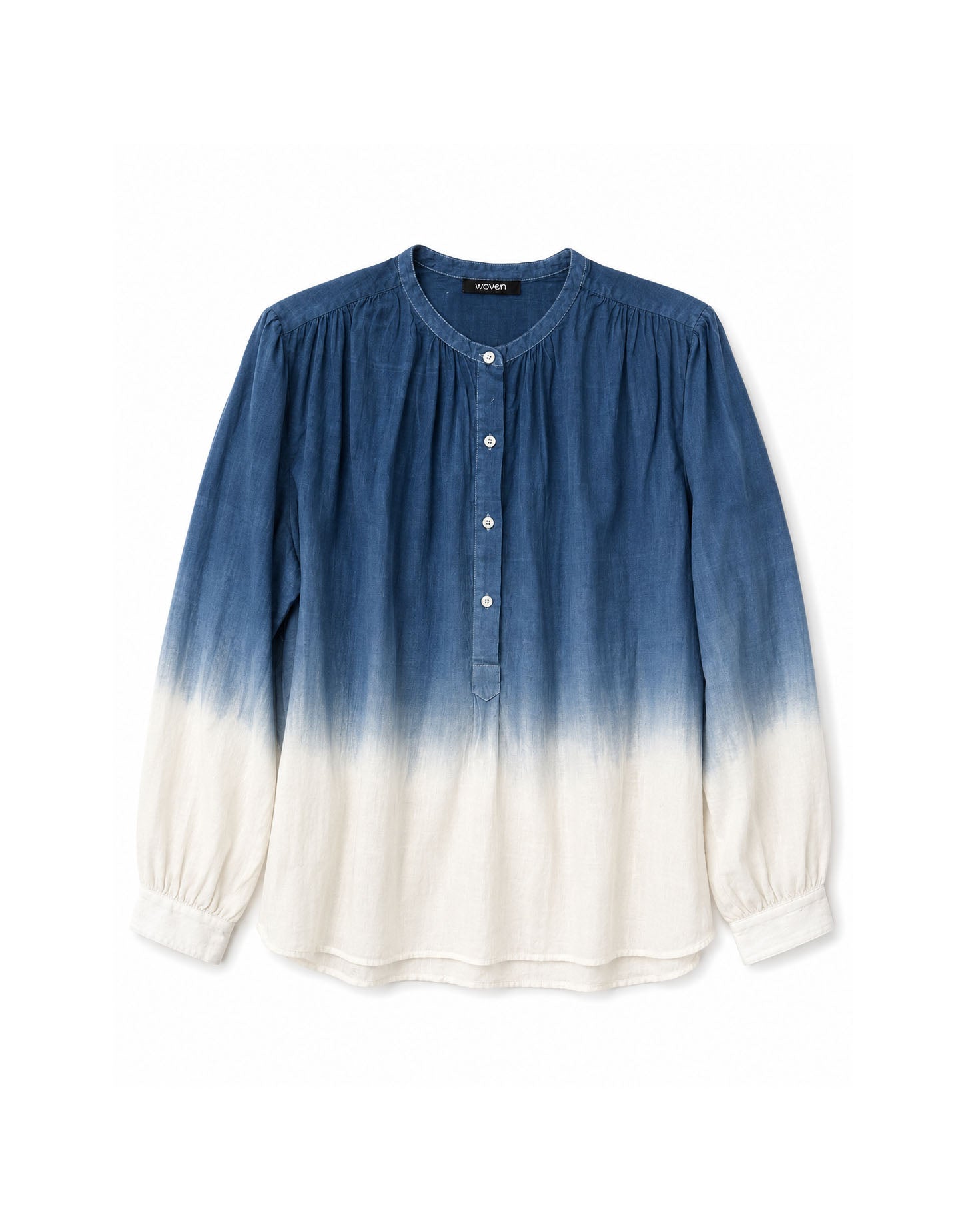 wren blouse | indigo/ecru dip dye