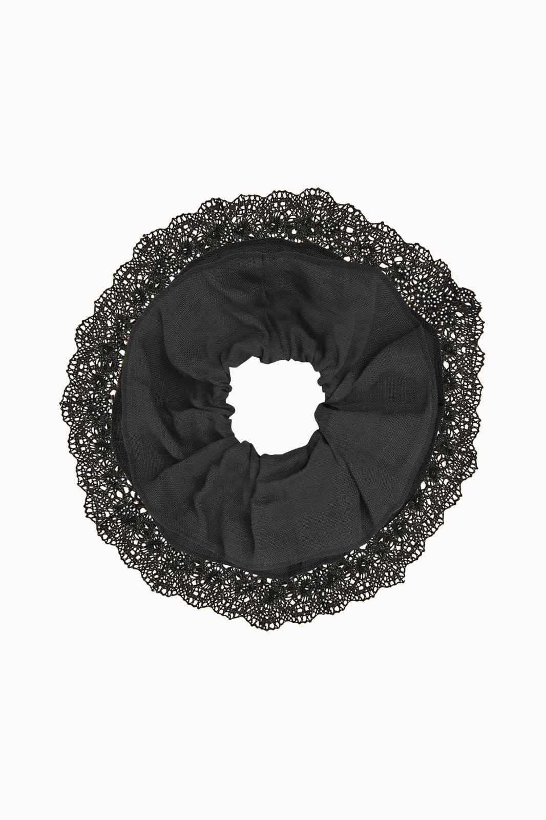 Zero-Waste Maxi Wool Scrunchie black with lace