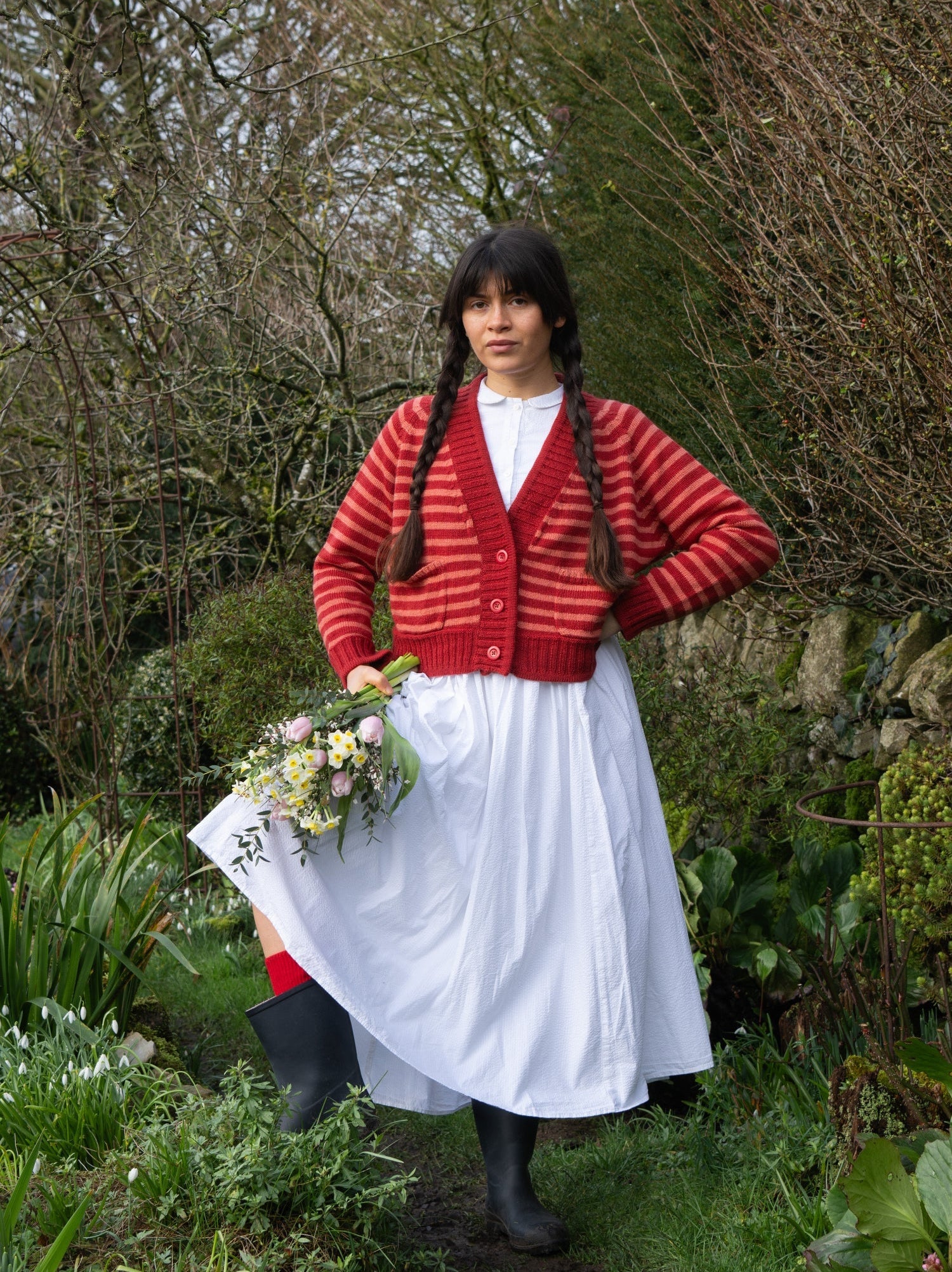 Ingleton Crop Cardigan in Jam & Shrimp