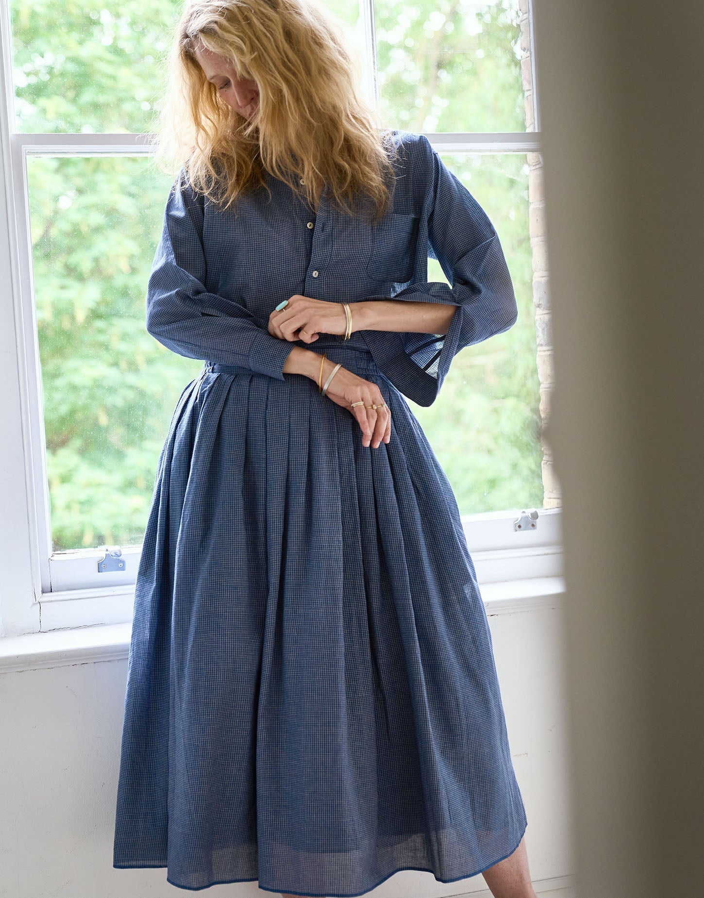 hanna shirt | indigo grid