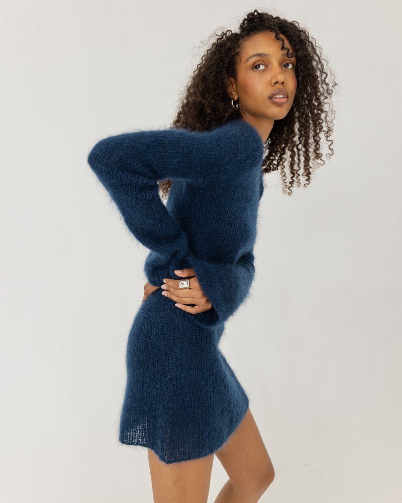 Eglutė: Midnight Blue Silk & Mohair Dress