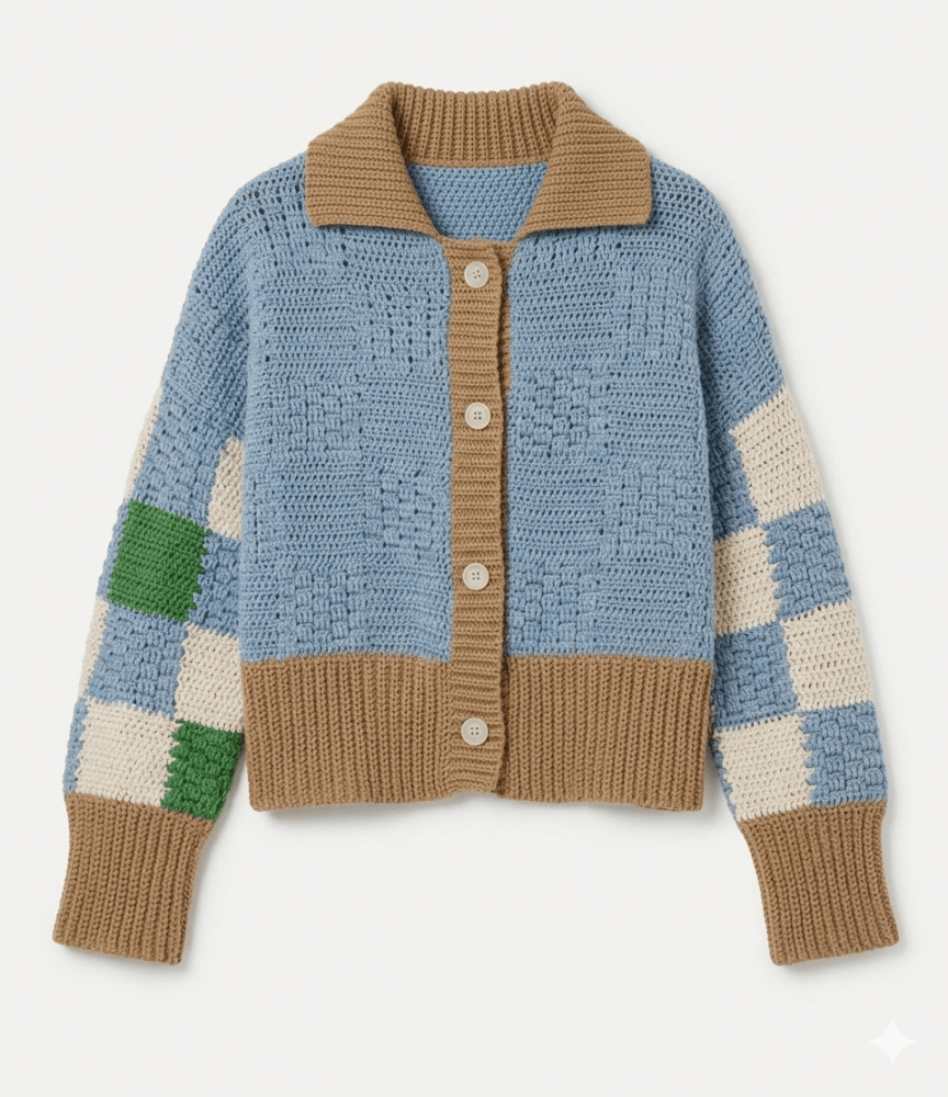 Prietema: Fantasy Blue Crochet Cotton Jacket