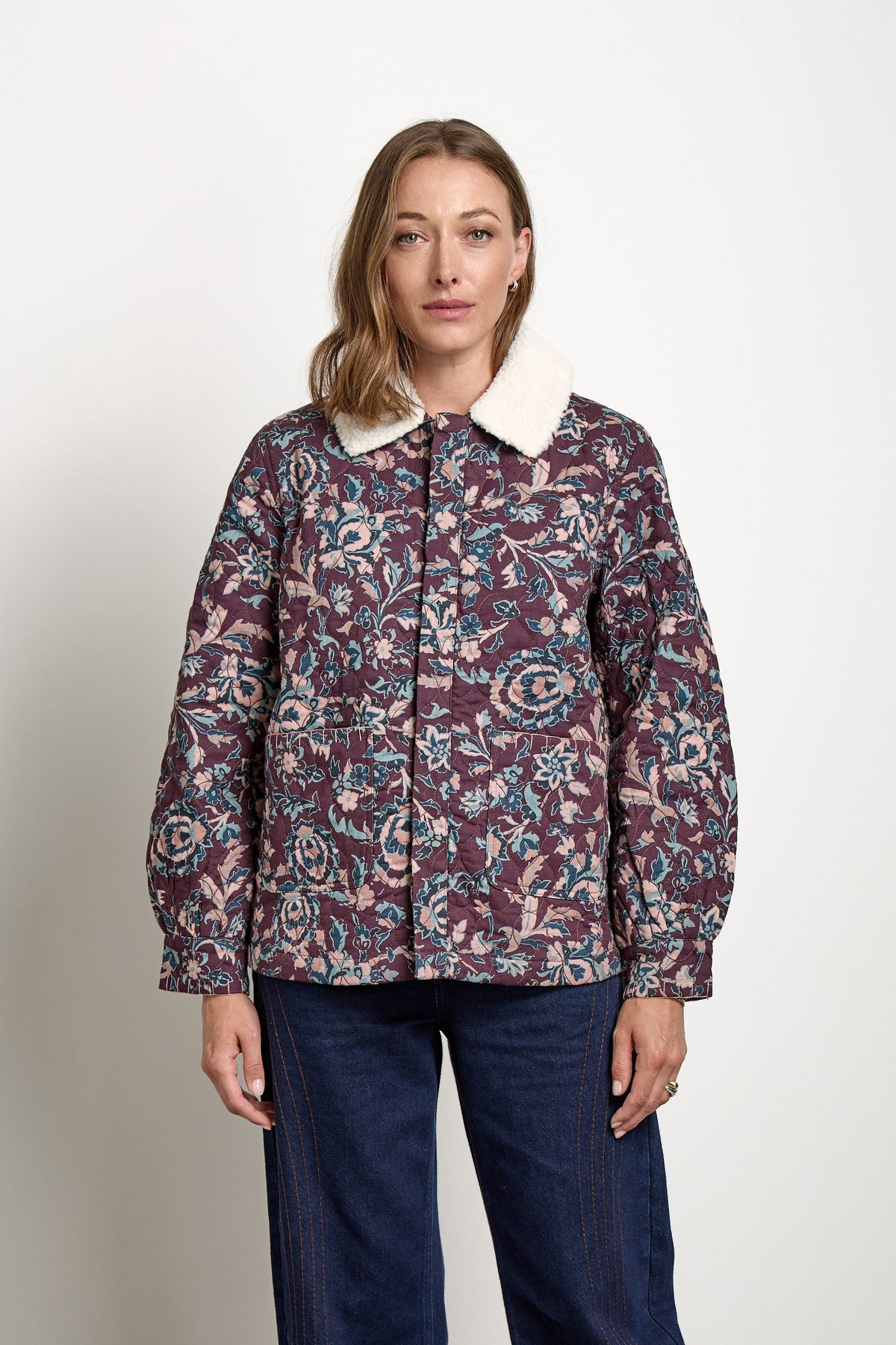 Frida Jacket In Beet Suzani - seventy + mochi