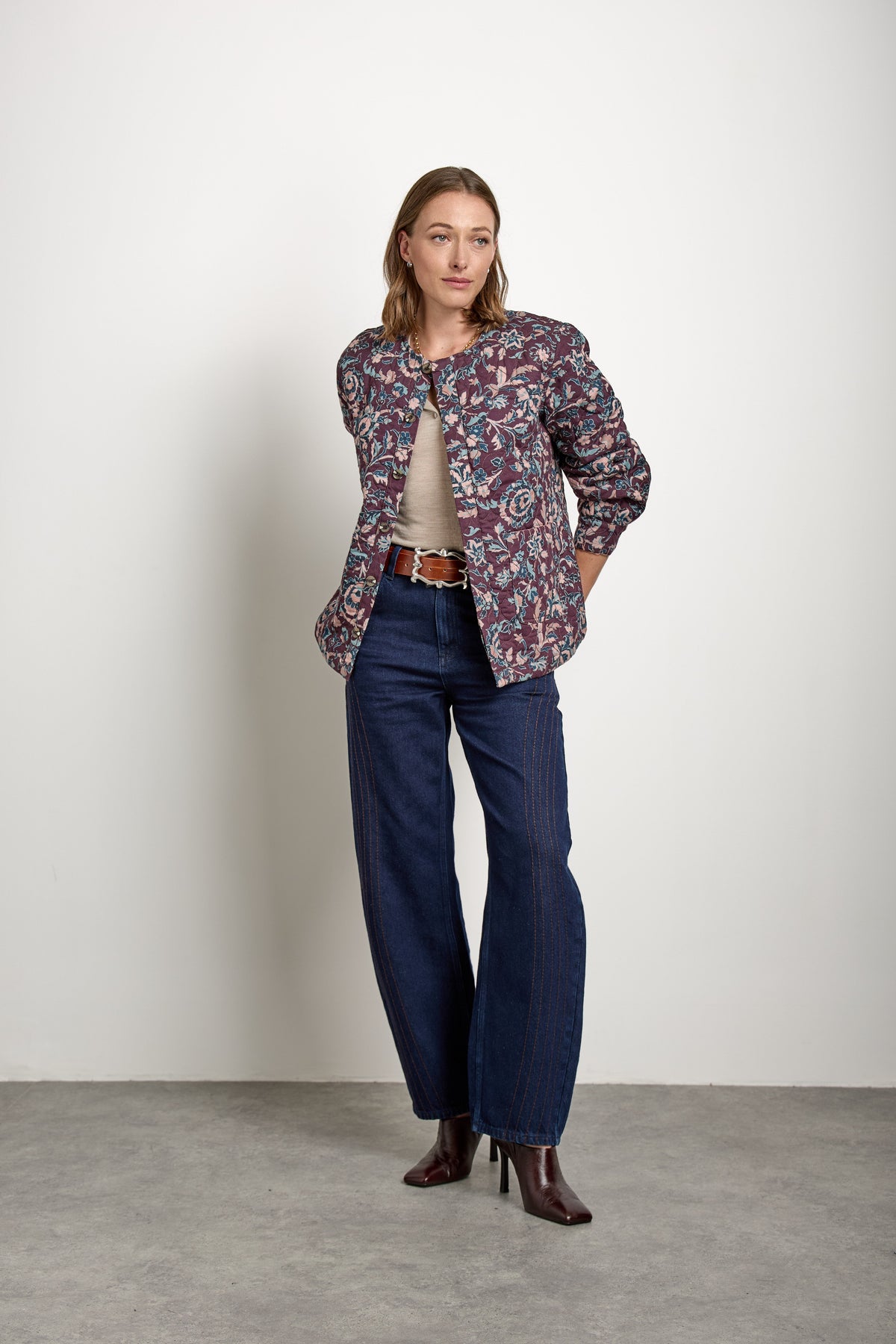 Frida Jacket In Beet Suzani - seventy + mochi
