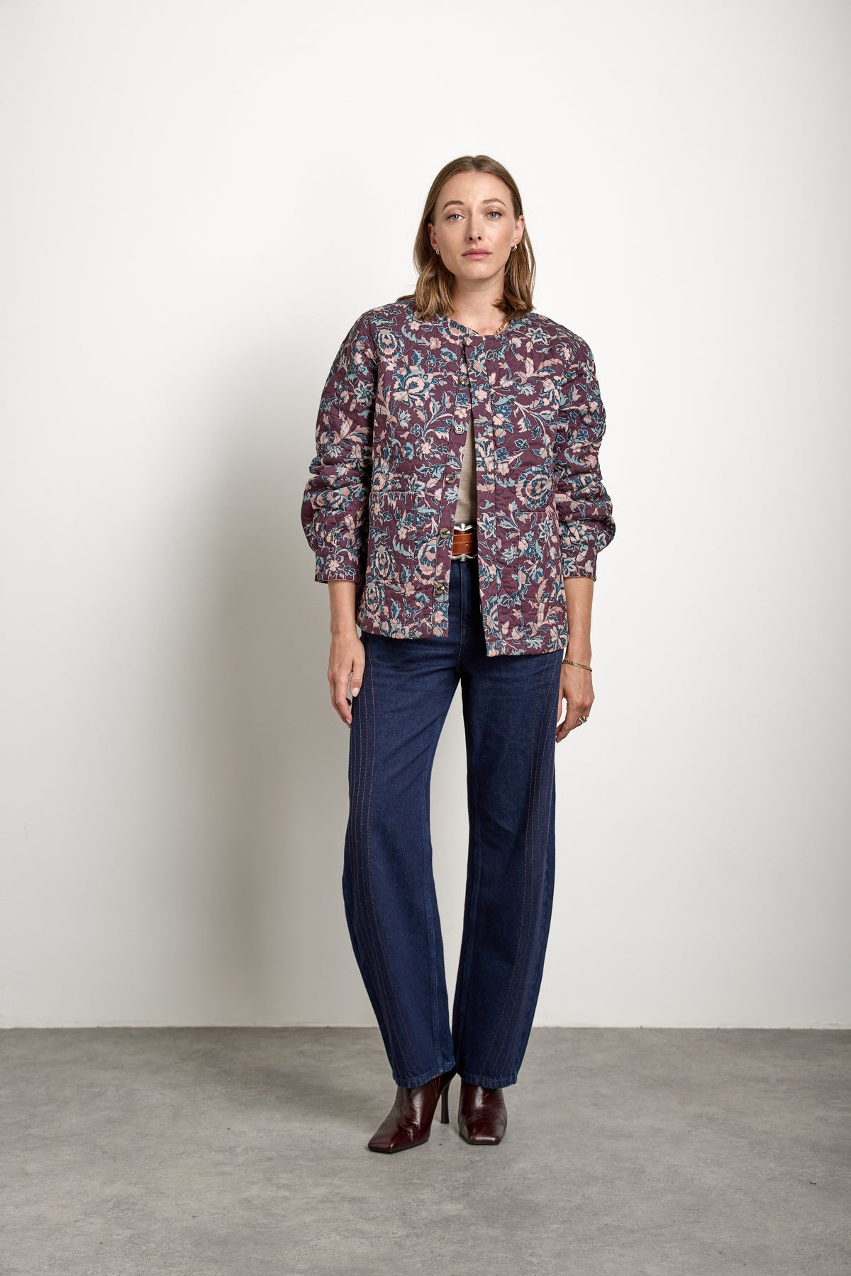 Frida Jacket In Beet Suzani - seventy + mochi