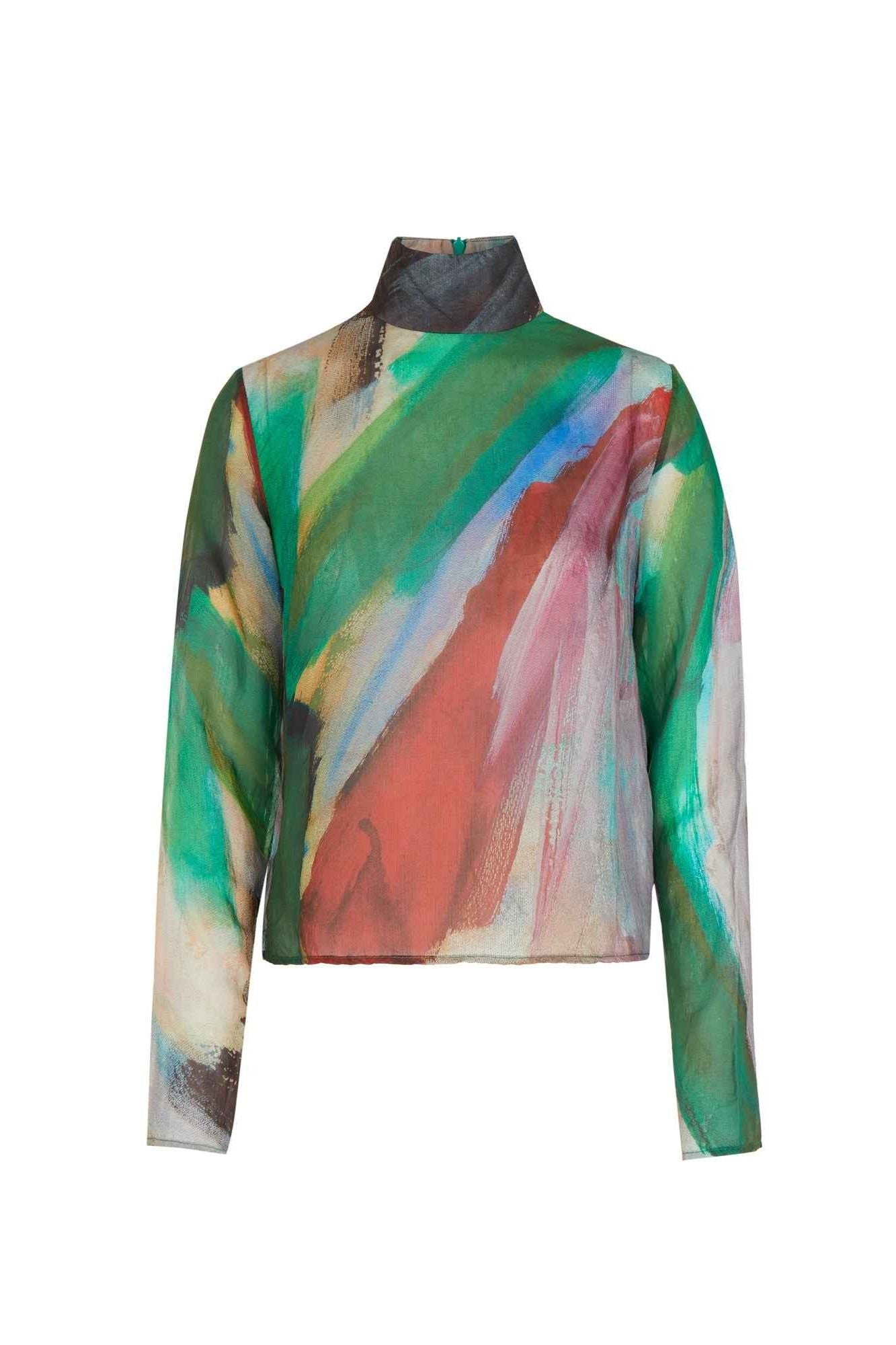 Pokhara Sheer Mock Neck Top