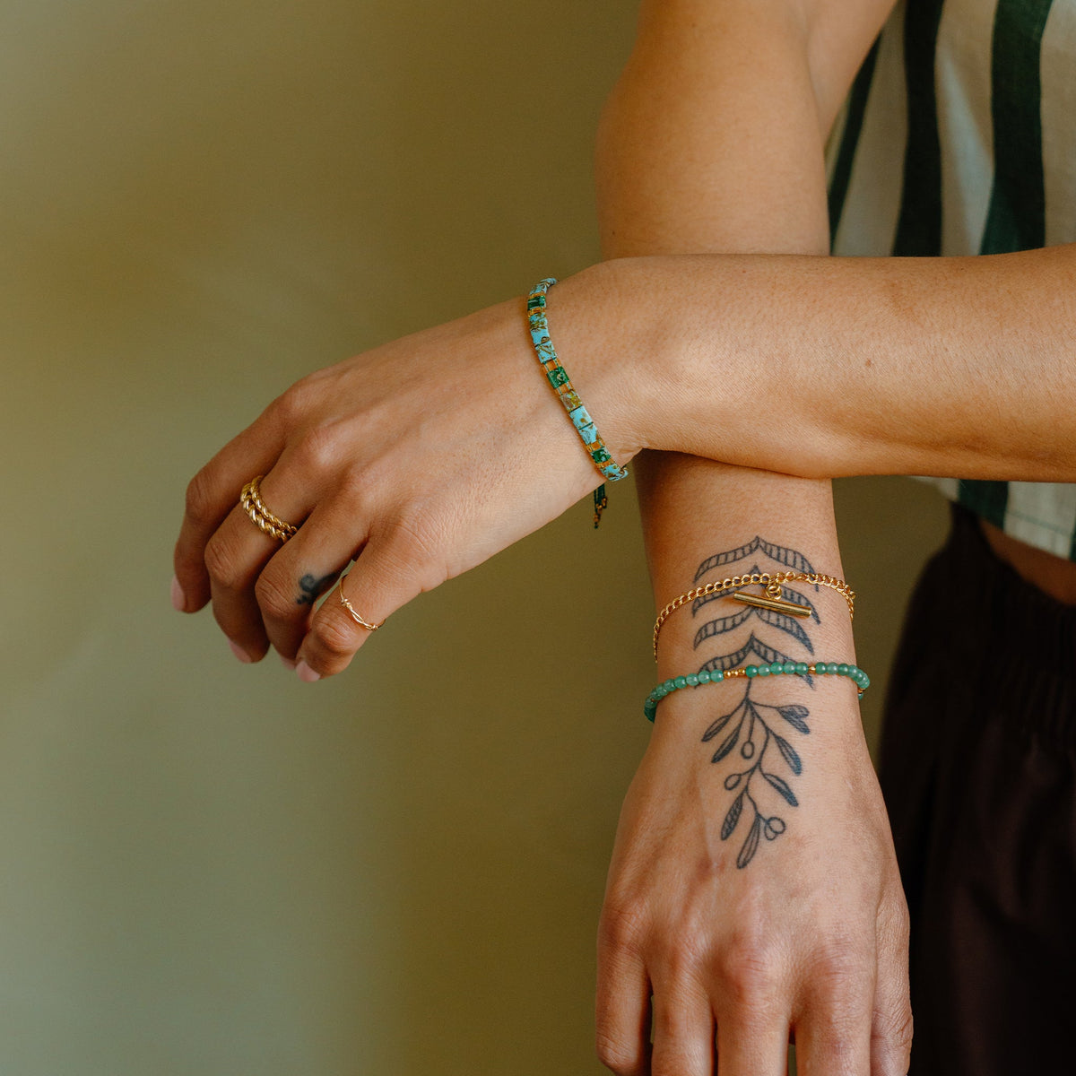 Oceanus Green Aventurine Beaded bracelet