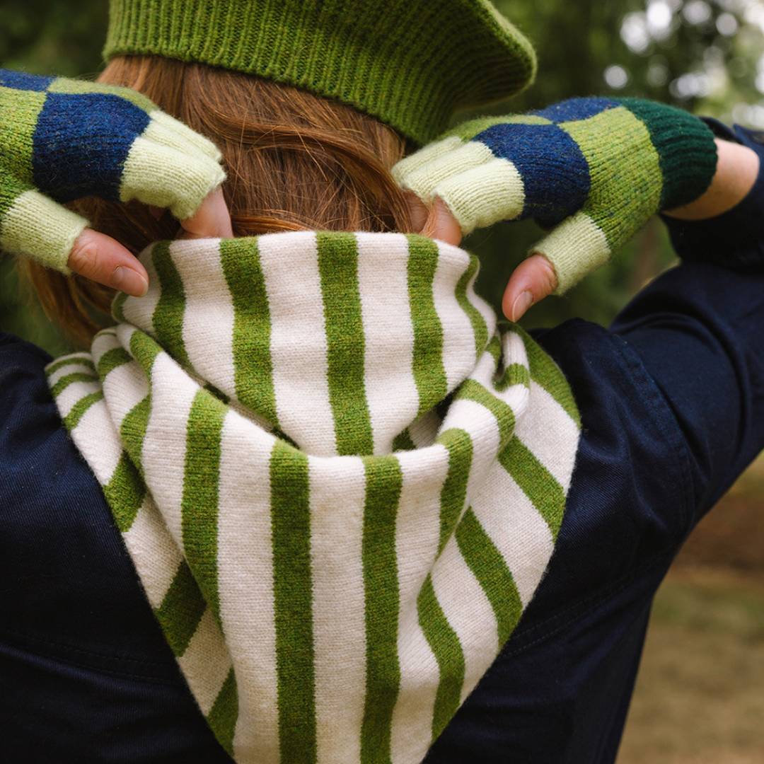 Check Fingerless Glove | Moss