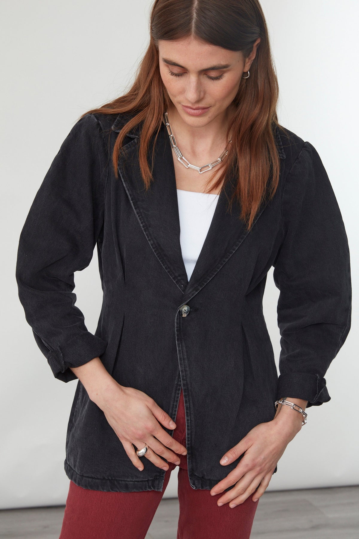 Bette Tailored Denim Jacket in Fairbanks - seventy + mochi