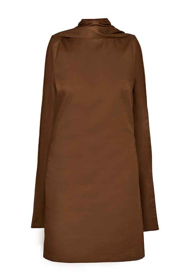 Jardin Scarf Mini Dress in Coffee