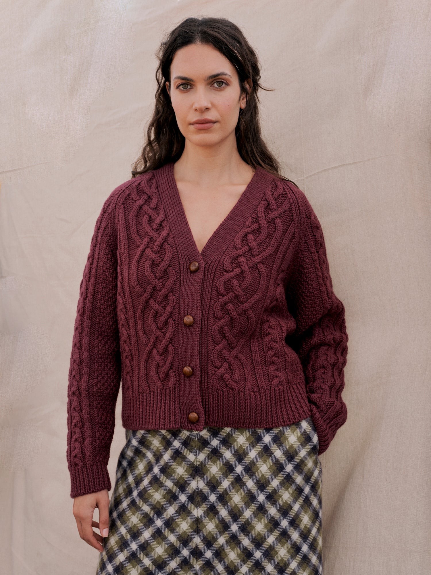 Whitby Cardigan in Plum