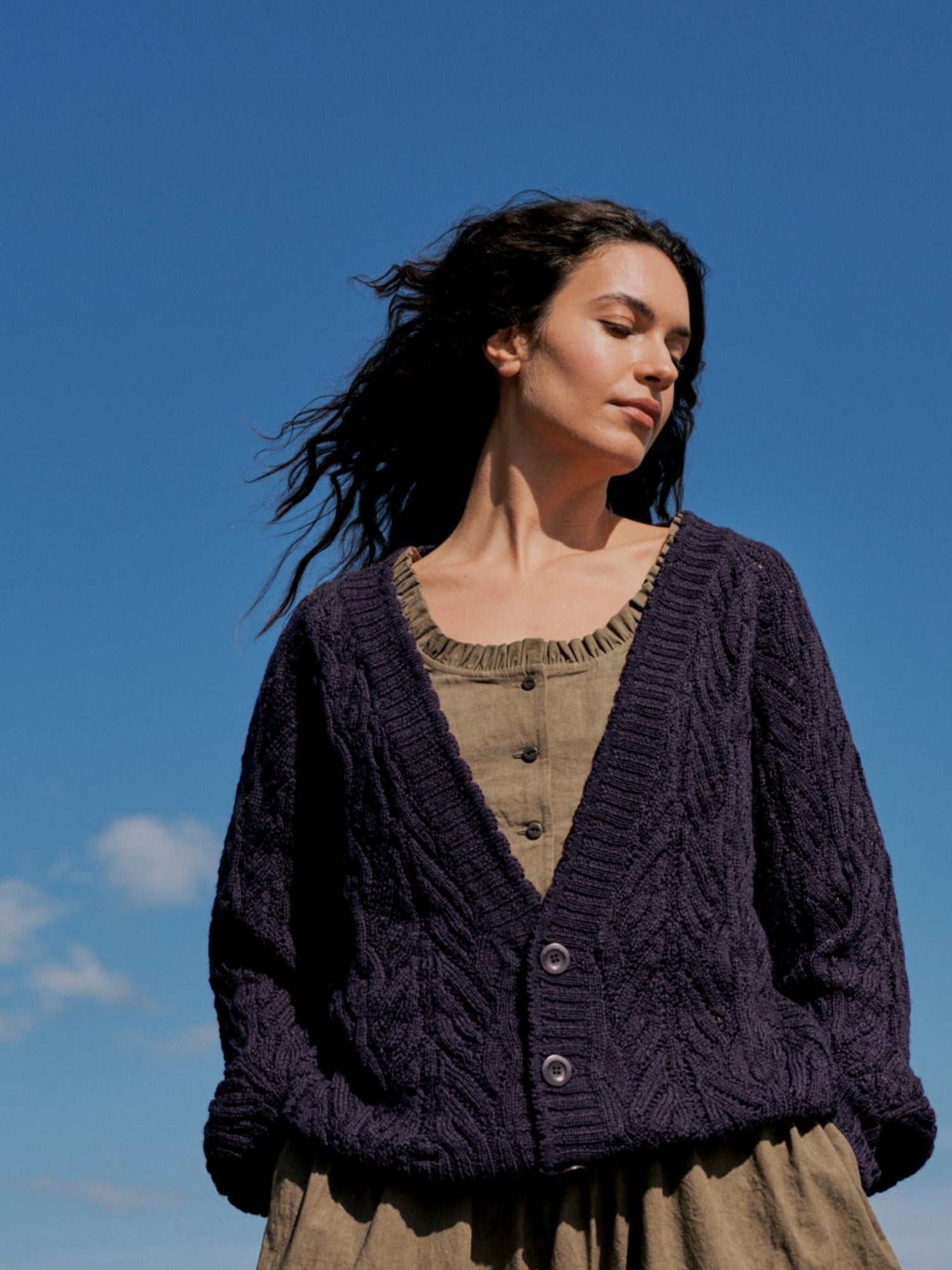 Wyre Cardigan in Damson