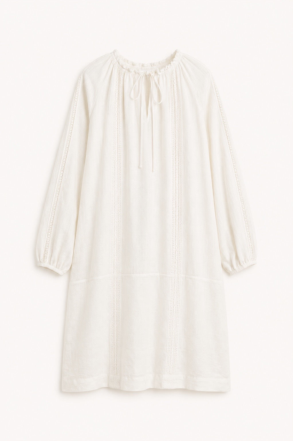 Bramley Dress in Pearl Linen & English Lace