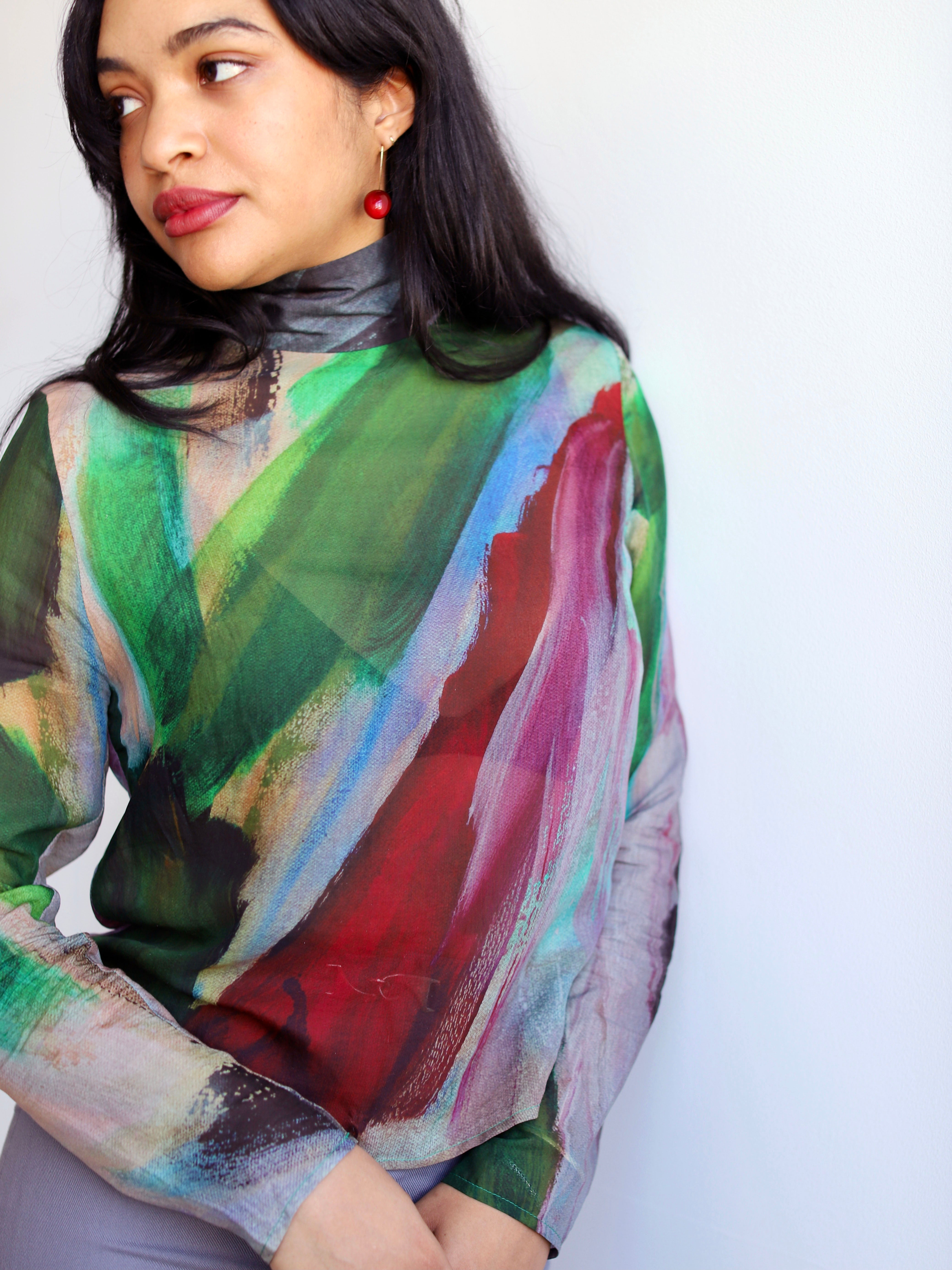 Pokhara Sheer Mock Neck Top