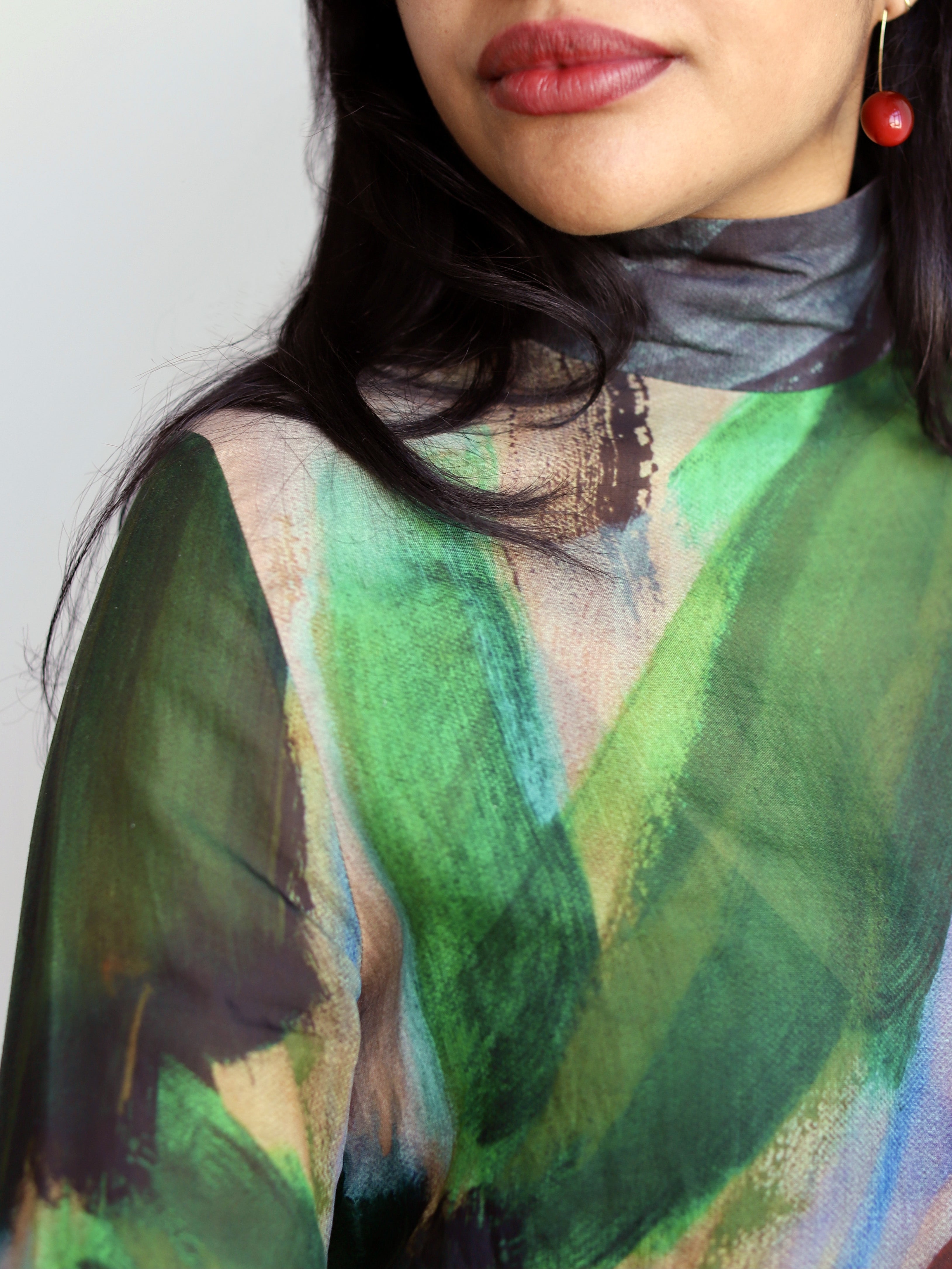 Pokhara Sheer Mock Neck Top