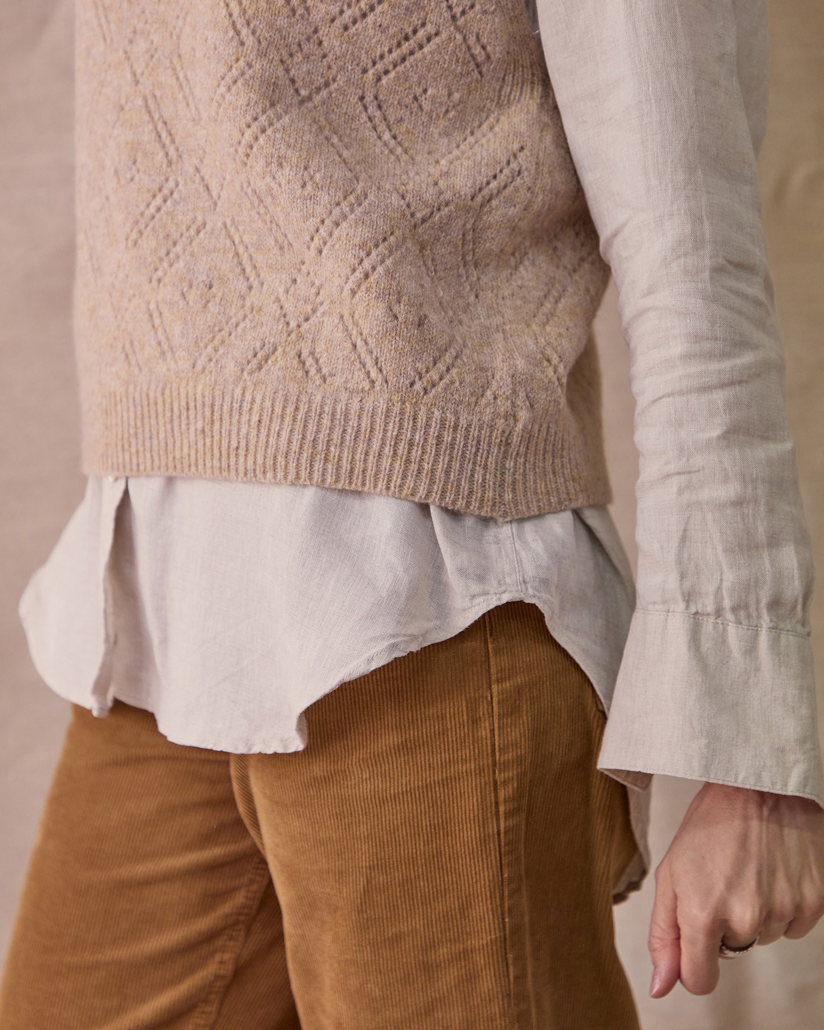 Diamond Open Knit Top | Oatmeal