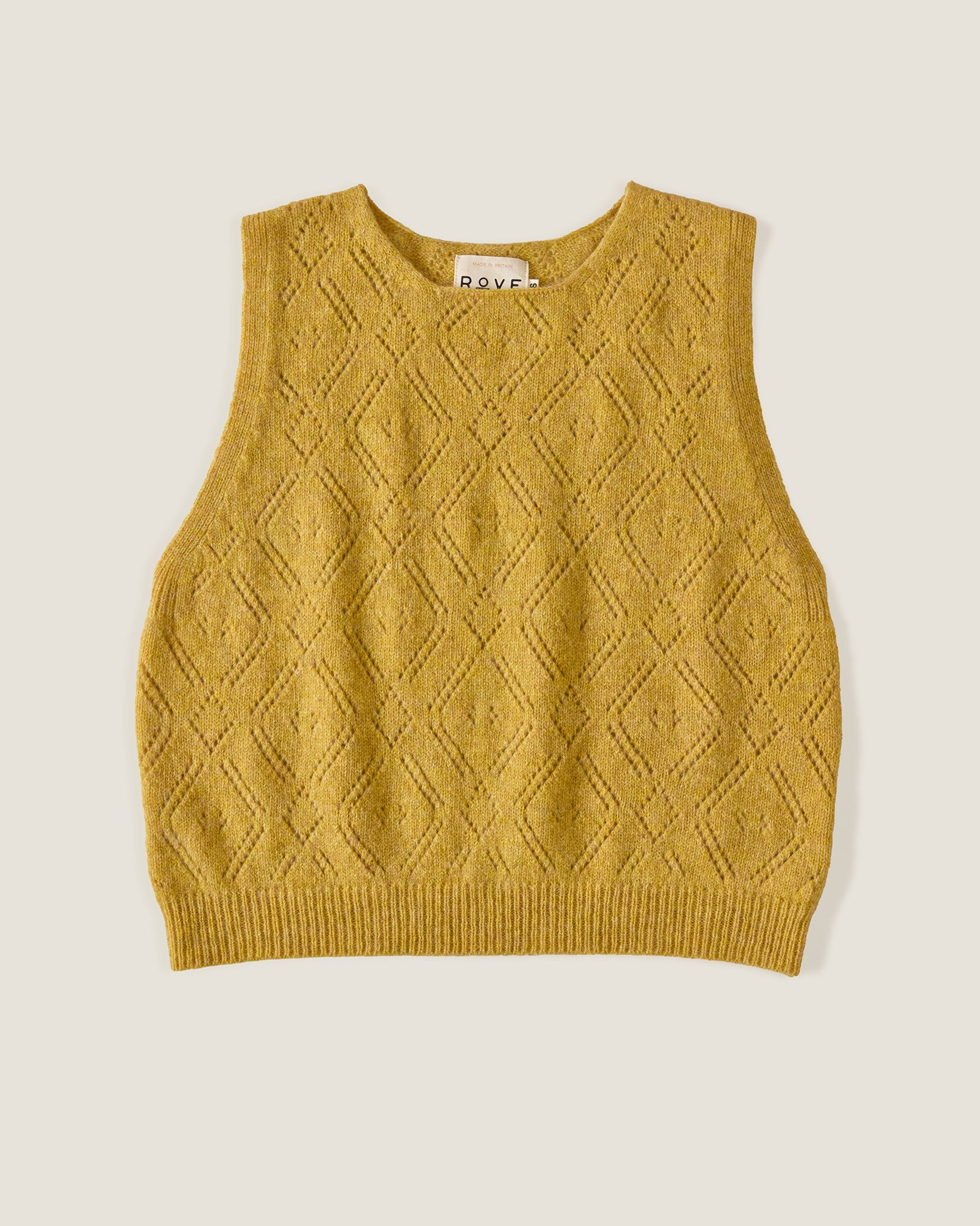 Diamond Open Knit Top | Mustard