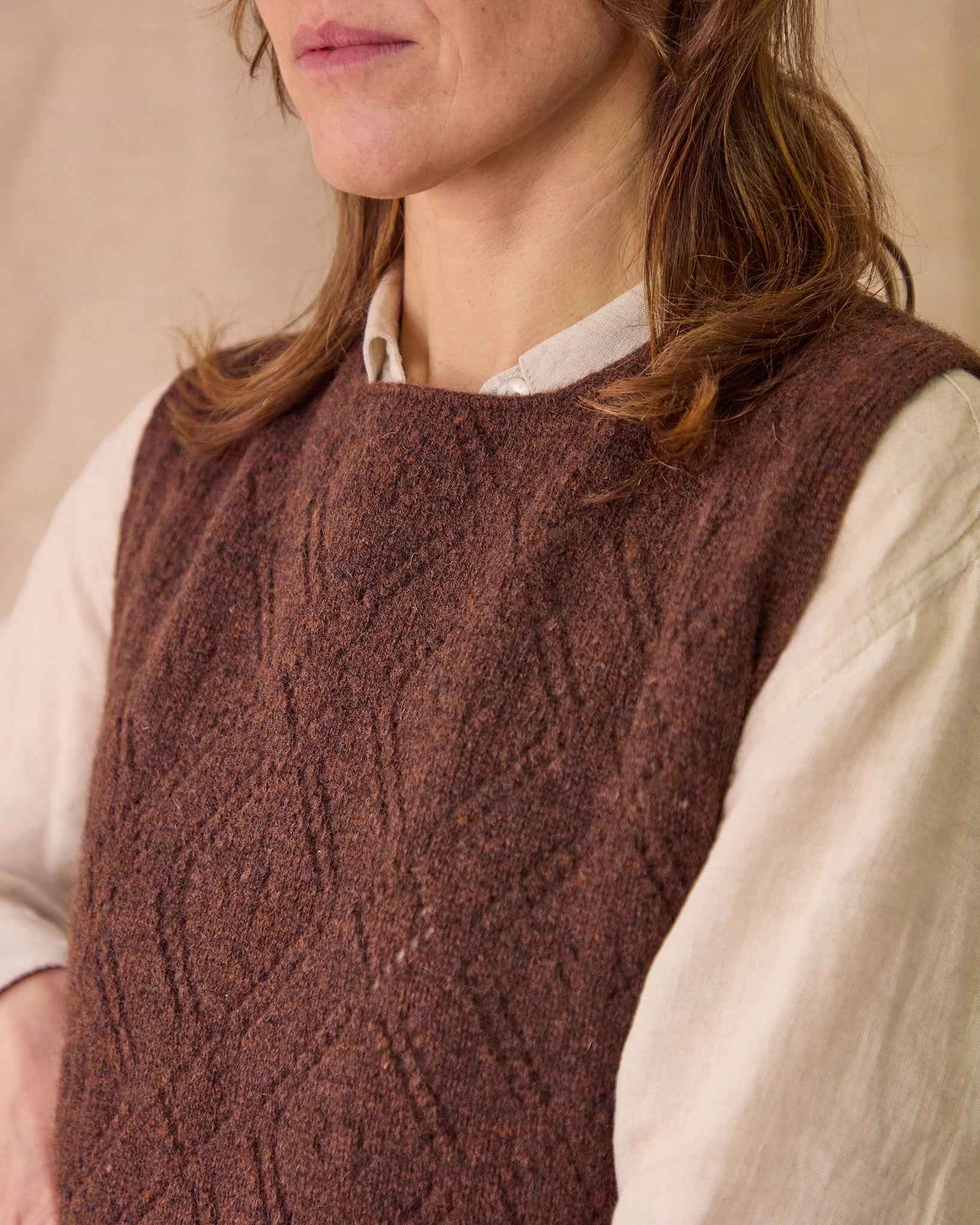 Diamond Open Knit Top | Dark Brown