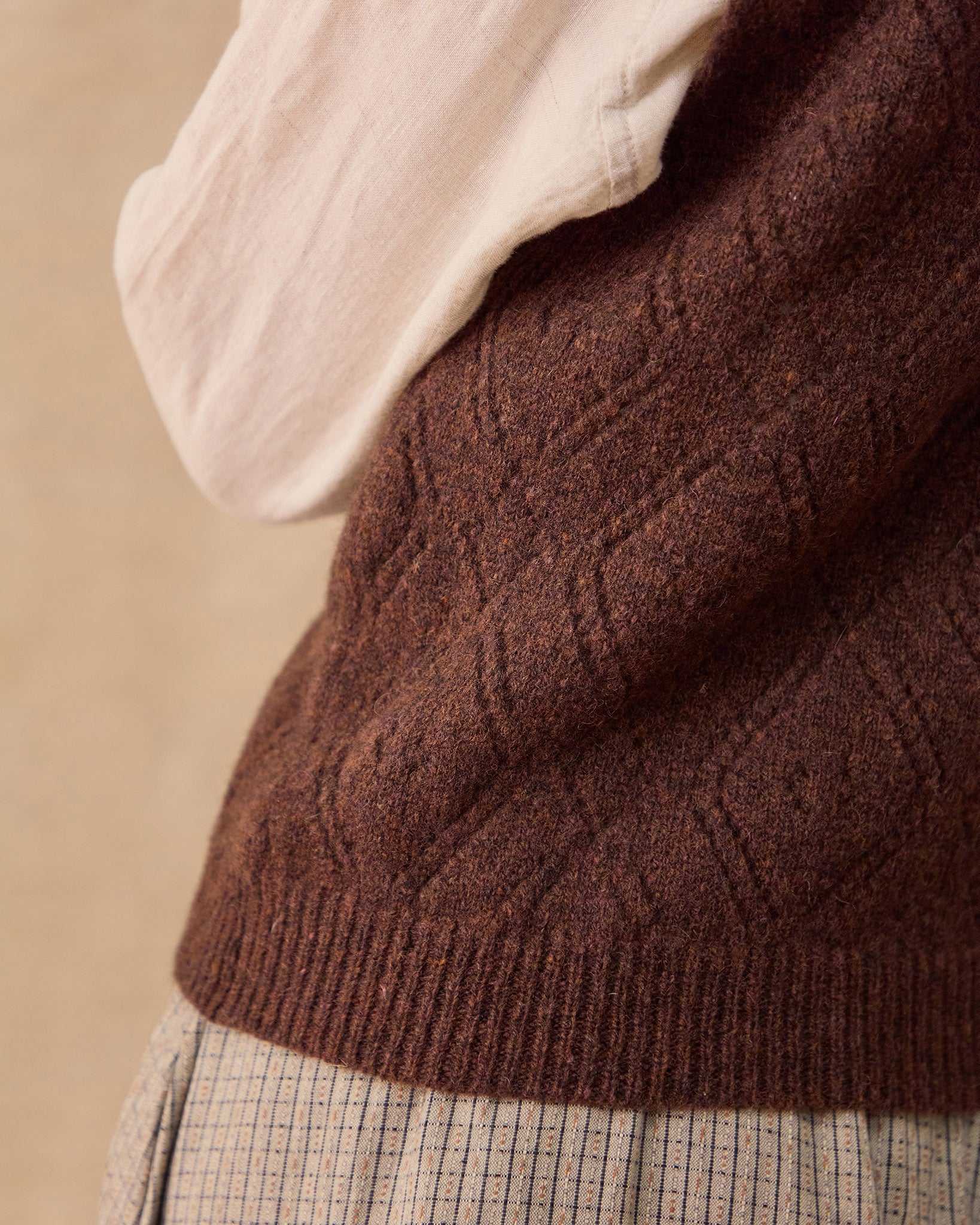 Diamond Open Knit Top | Dark Brown