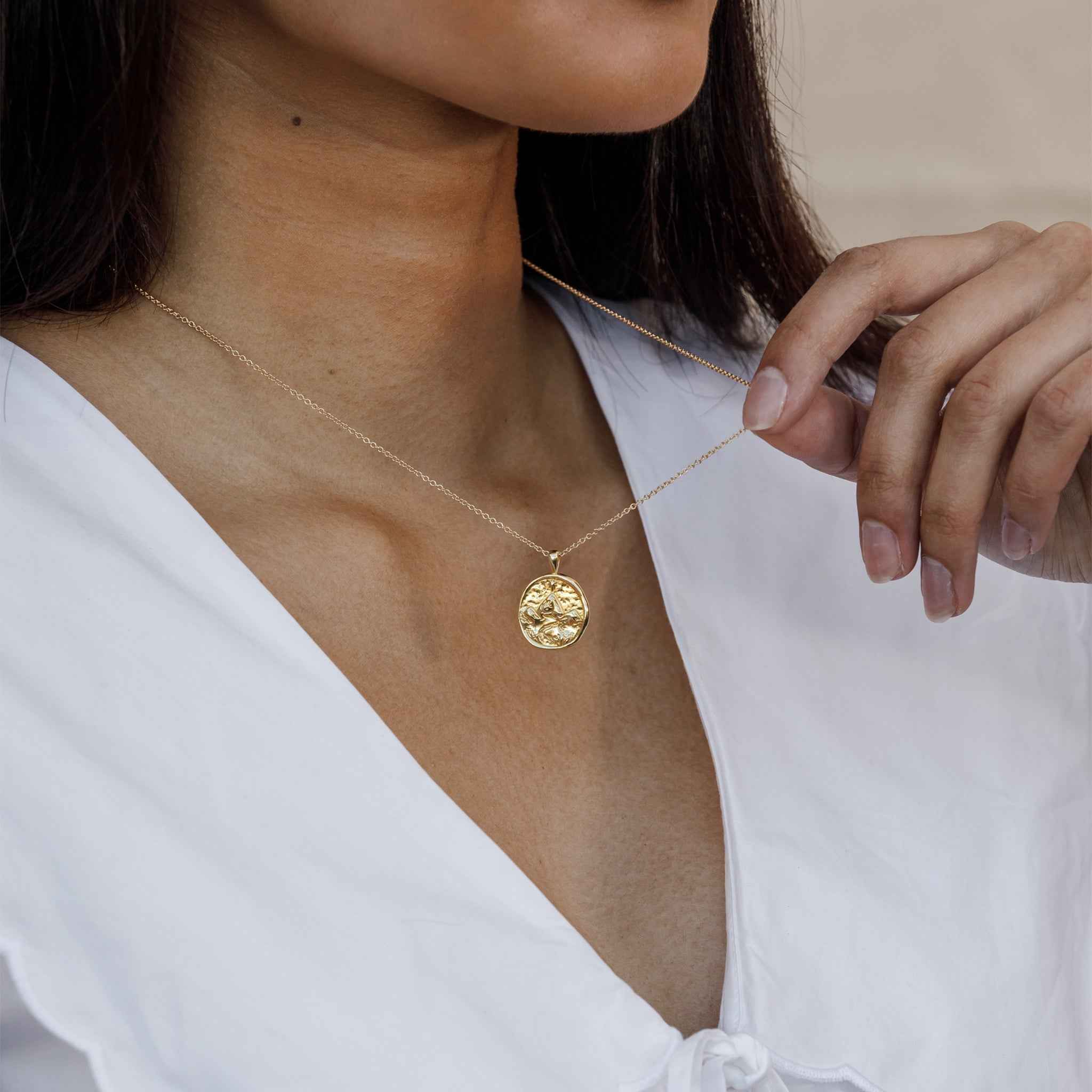Capricorn Zodiac Coin Pendant Necklace