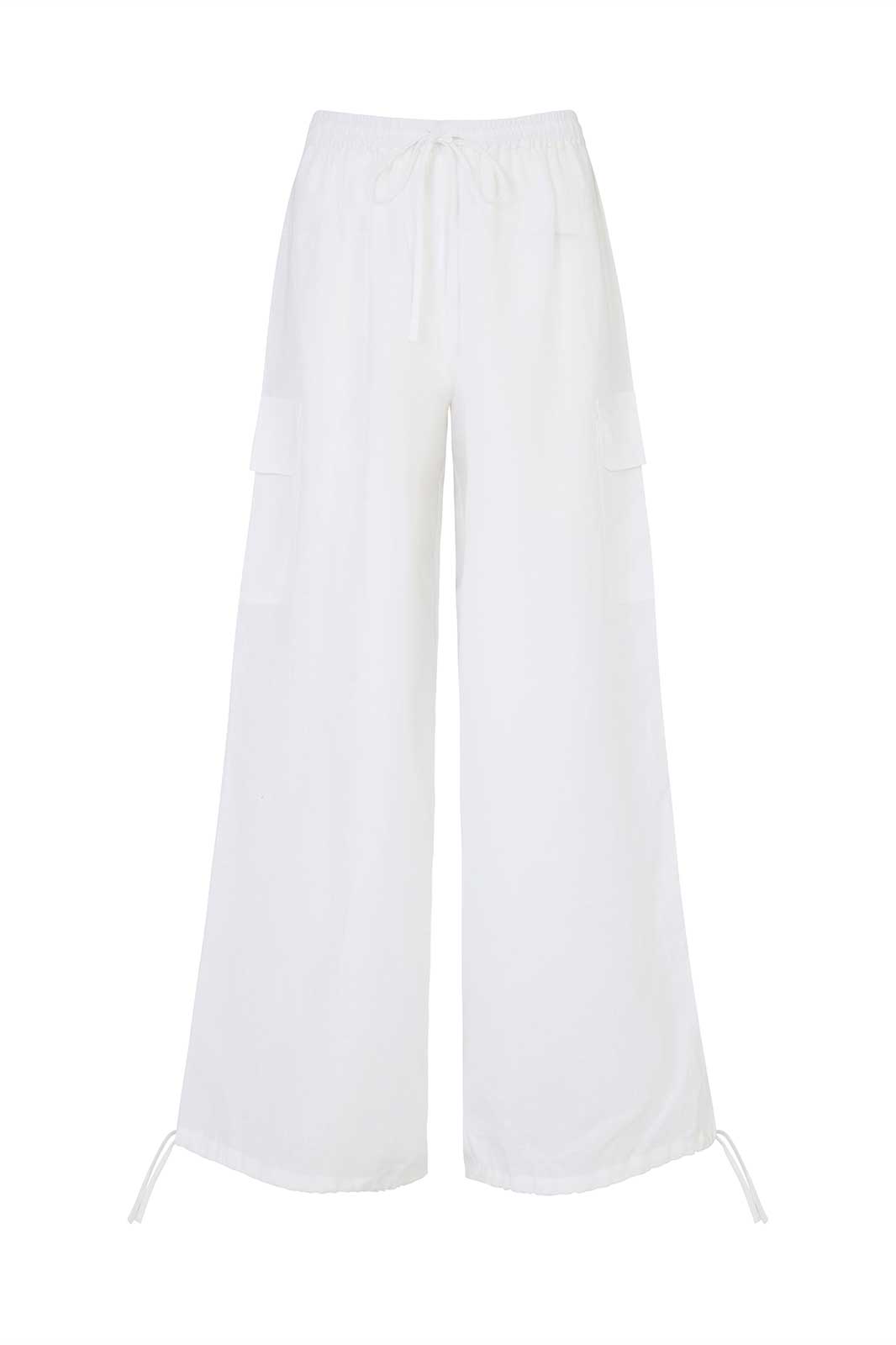 The Remi Cargo Drawstring Trousers - White Casual Chic