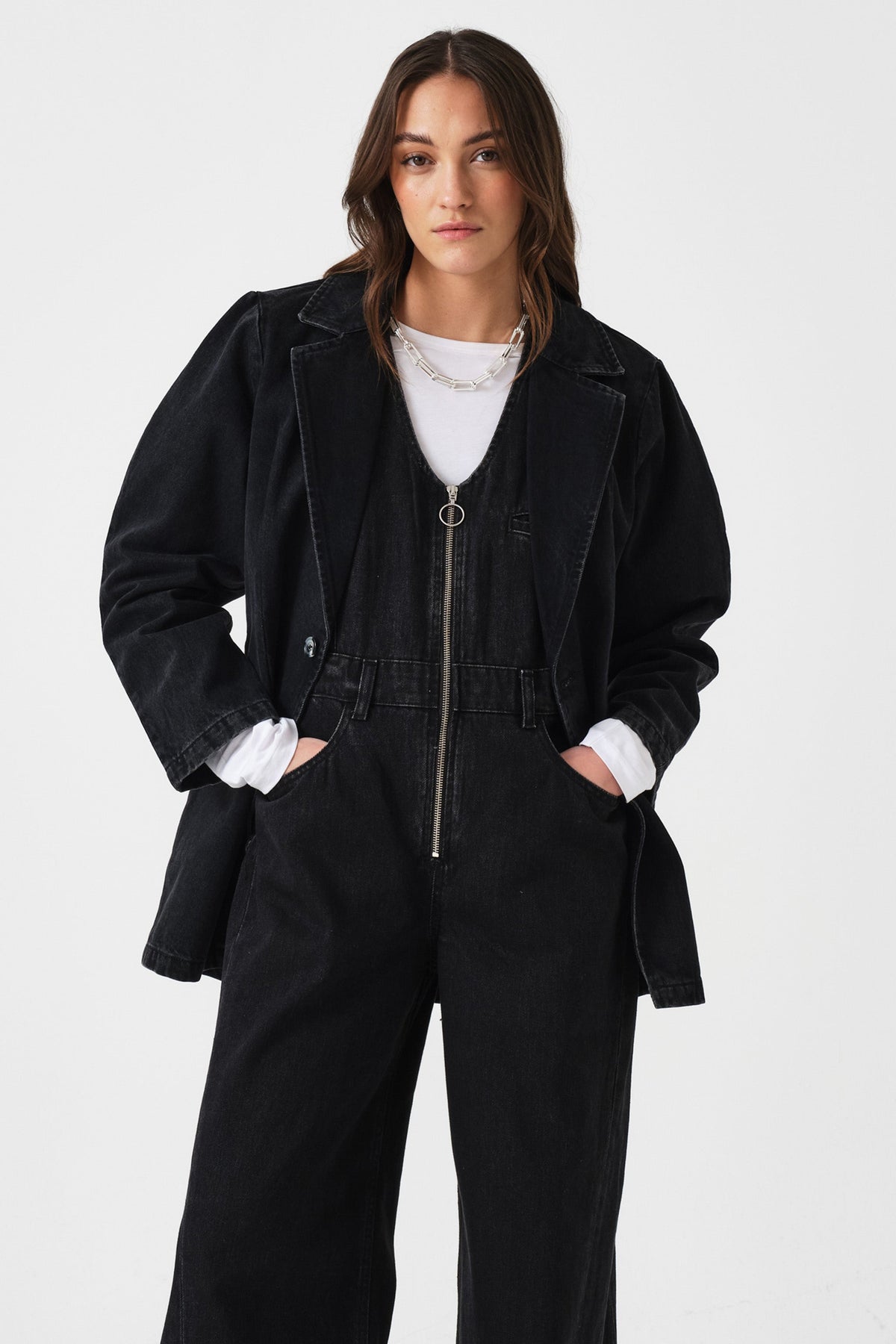 Bette Tailored Denim Jacket in Fairbanks - seventy + mochi