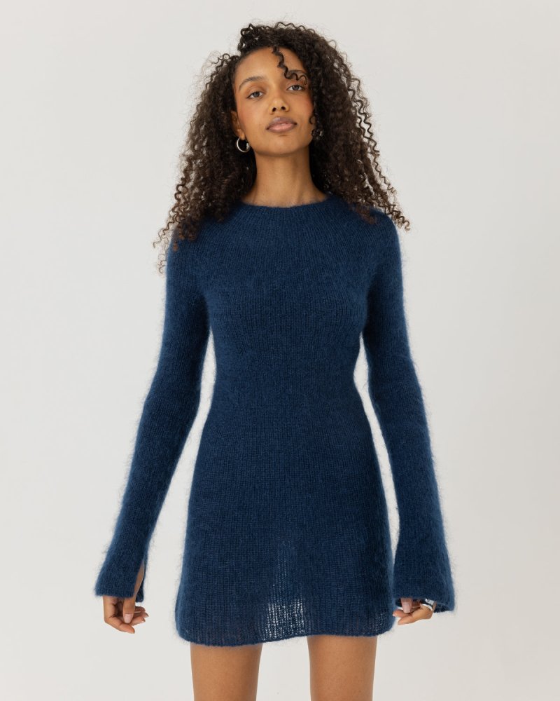 Eglutė: Midnight Blue Silk & Mohair Dress