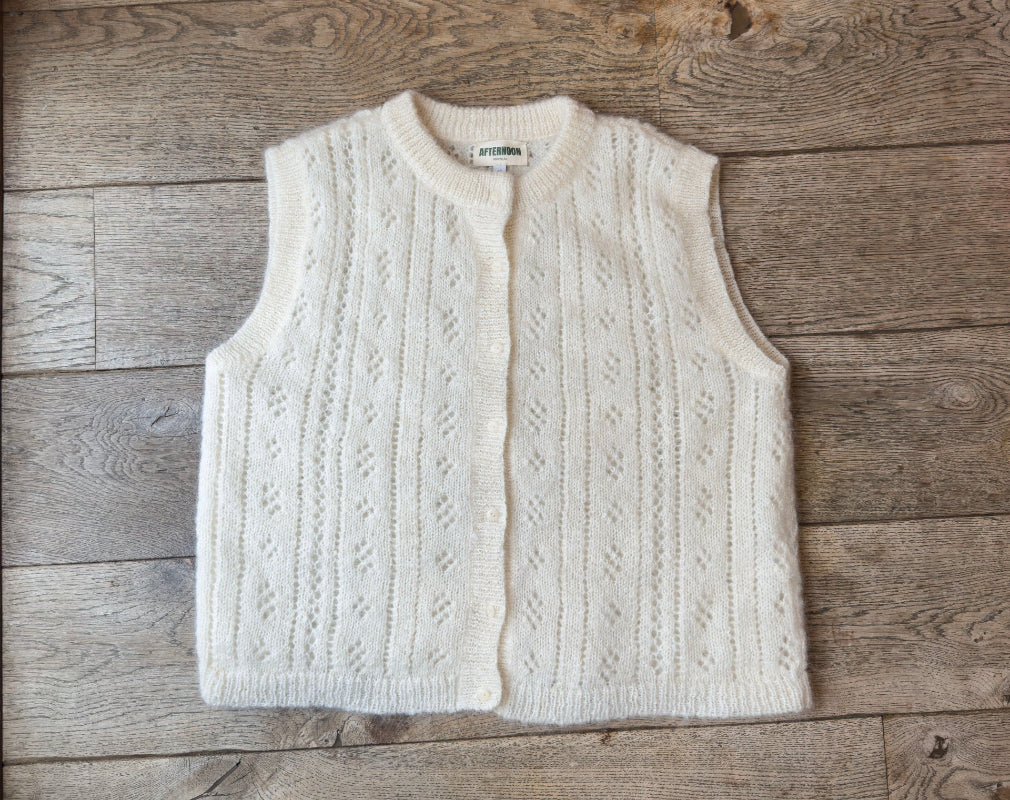 PRE-ORDER: Pointelle Knit Vest - Vanilla