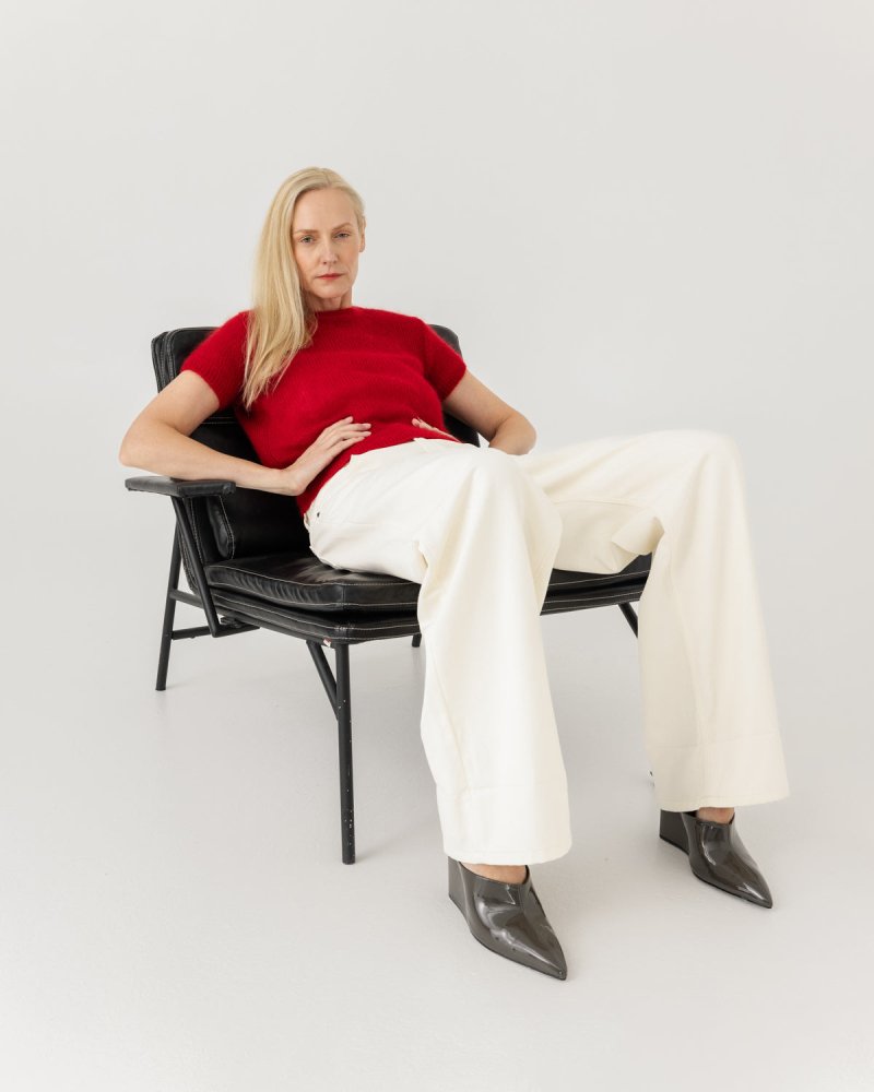 Lašas: Poppy Red Mohair & Silk Top