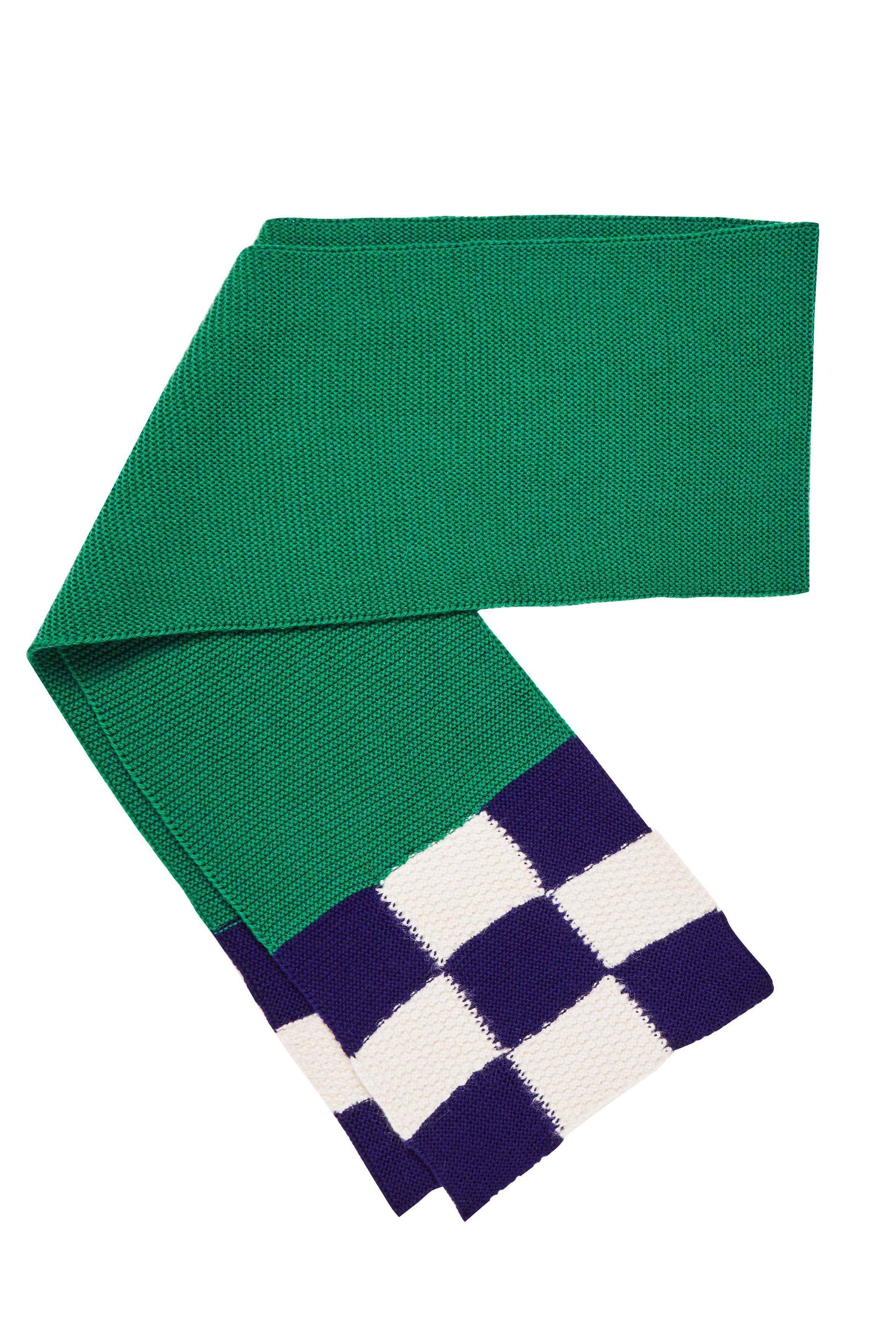 Mosaic Merino Wool & Alpaca Scarf in Jade Green