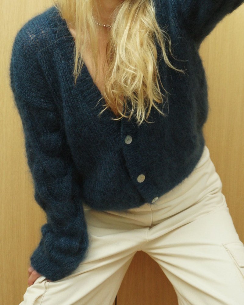 Pagunda: Midnight Blue Mohair & Silk Cardigan